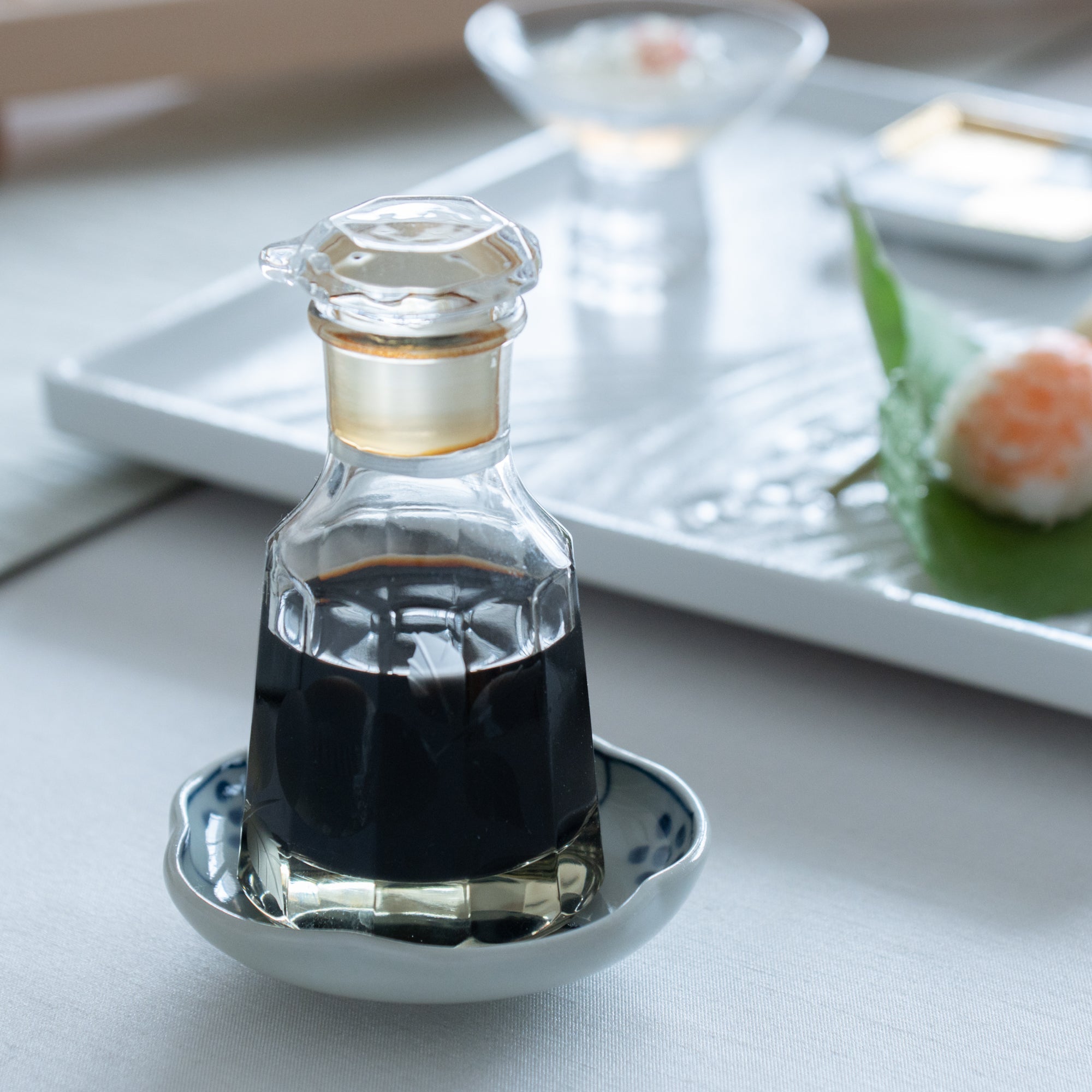 Hirota Spring Camellia Edo Kiriko Cut Glass Soy Sauce Dispenser - MUSUBI KILN - Quality Japanese Tableware and Gift