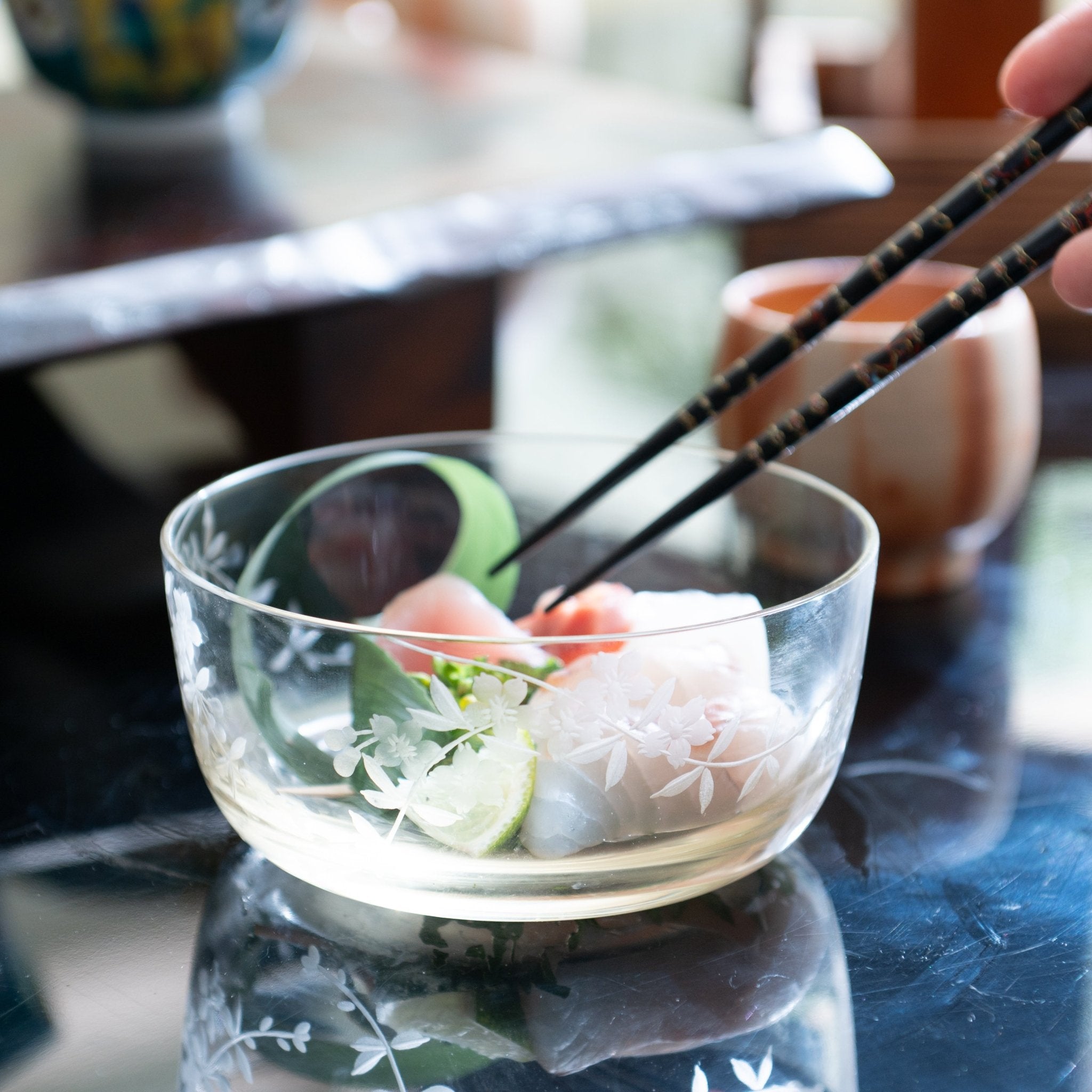 Hirota Weeping Cherry Blossom Edo Kiriko Cut Glass Bowl - MUSUBI KILN - Quality Japanese Tableware and Gift