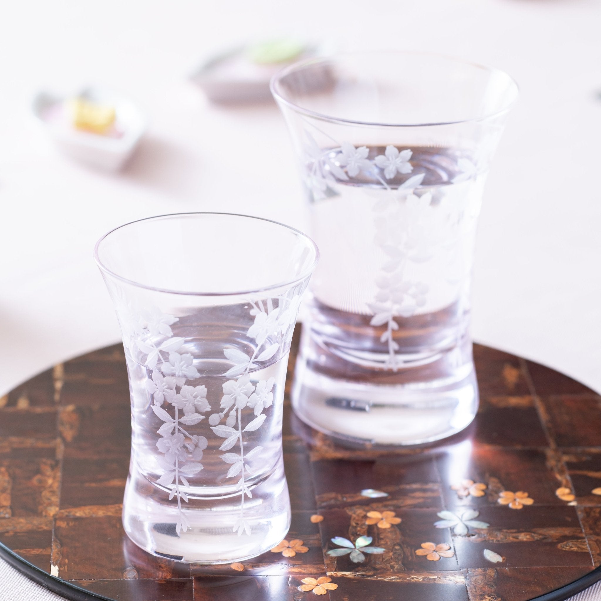 Hirota Weeping Cherry Blossom Edo Kiriko Cut Glass Small Tumbler - MUSUBI KILN - Quality Japanese Tableware and Gift