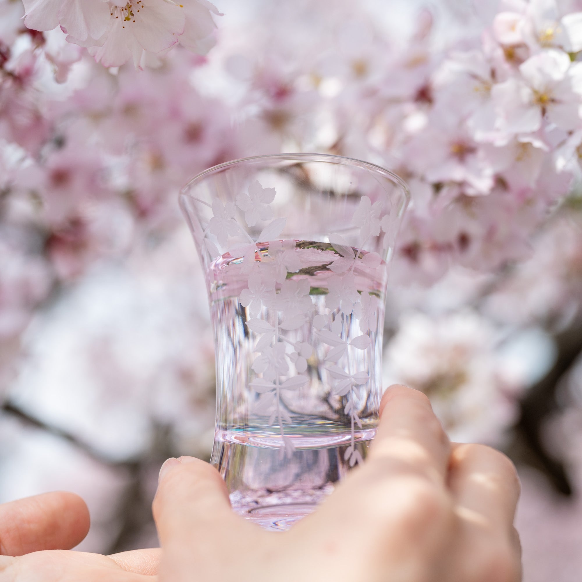 Hirota Weeping Cherry Blossom Edo Kiriko Cut Glass Small Tumbler - MUSUBI KILN - Quality Japanese Tableware and Gift