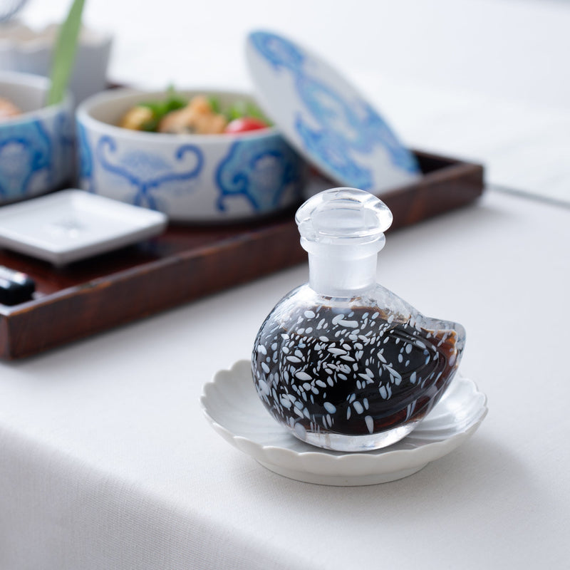 Hirota White Bird Edo Glass Soy Sauce Dispenser - MUSUBI KILN - Quality Japanese Tableware and Gift