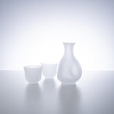 Hirota White Fubuki 3 - Piece Edo Glass Sake Set - MUSUBI KILN - Quality Japanese Tableware and Gift