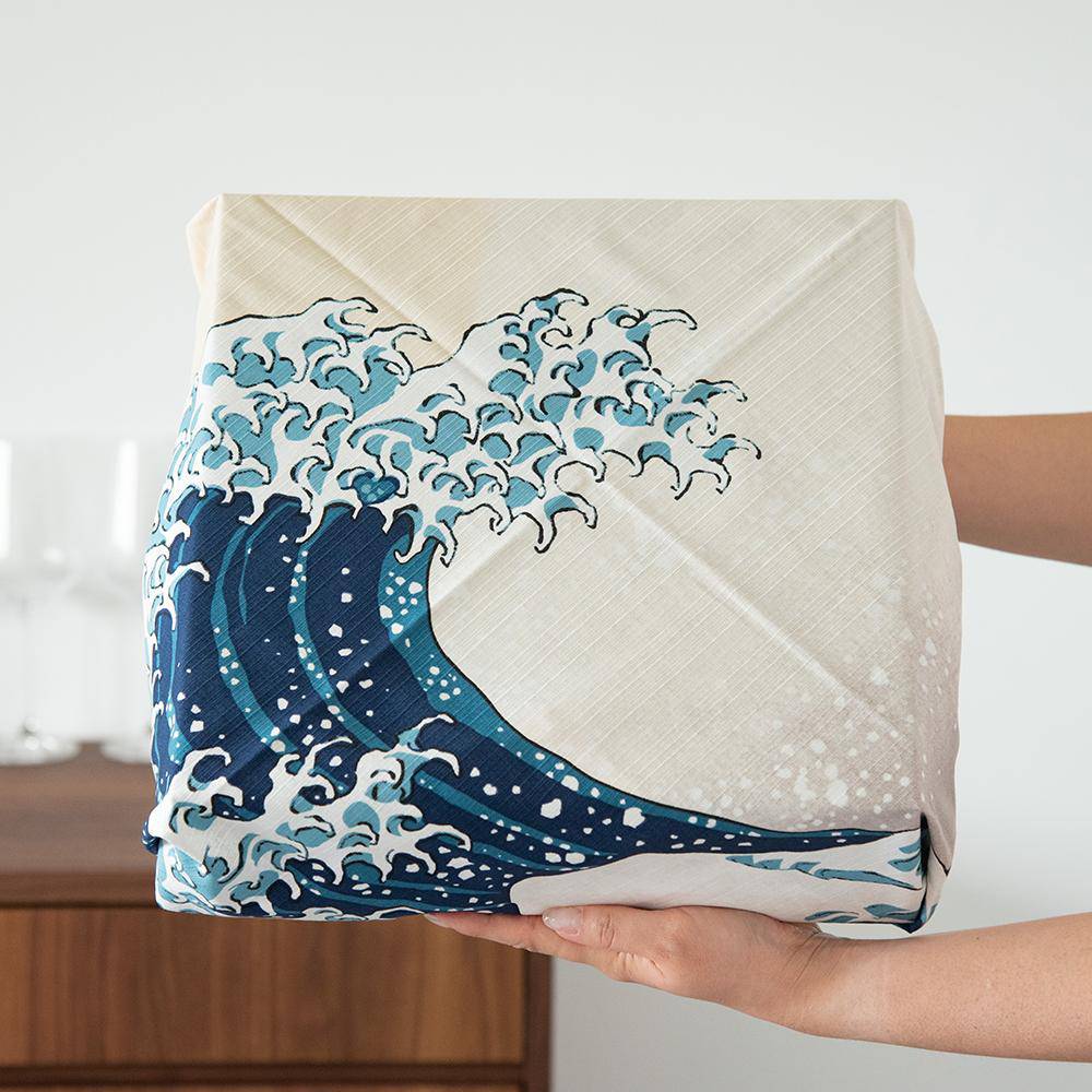 Hokusai Wave Cotton Furoshiki Wrapping Cloth 41in - MUSUBI KILN - Quality Japanese Tableware and Gift