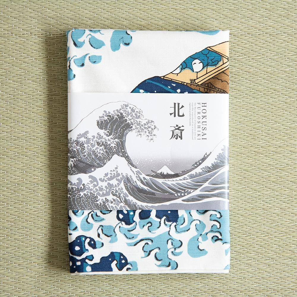 Hokusai Wave Cotton Furoshiki Wrapping Cloth 41in - MUSUBI KILN - Quality Japanese Tableware and Gift