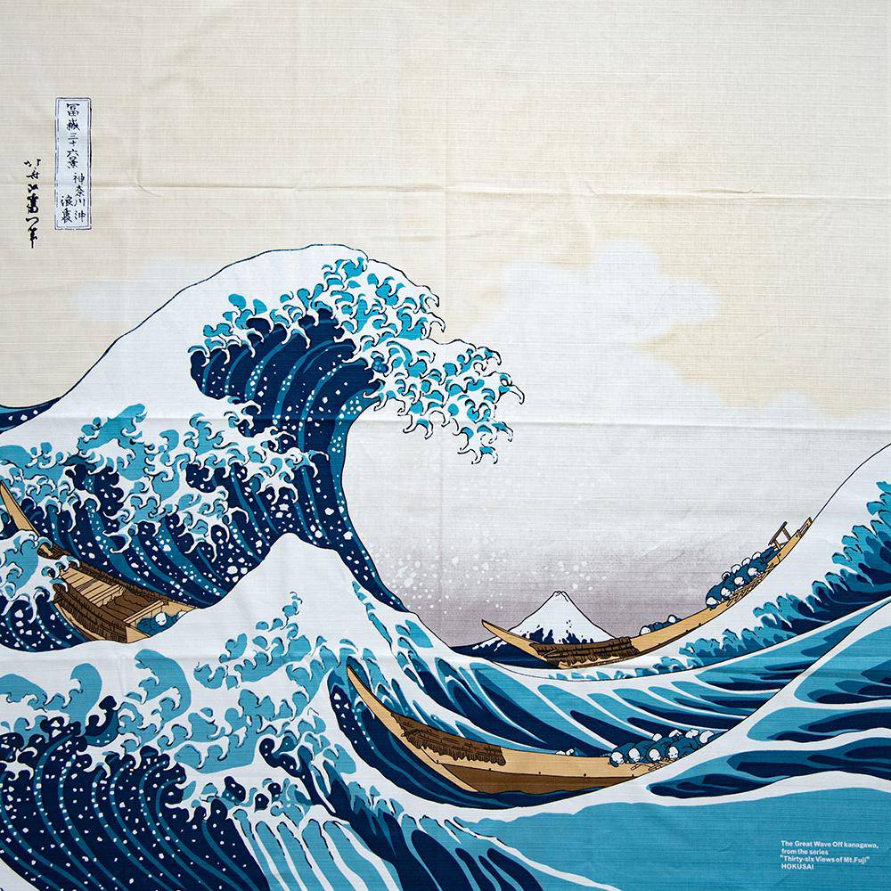 Hokusai Wave Cotton Furoshiki Wrapping Cloth 41in - MUSUBI KILN - Quality Japanese Tableware and Gift