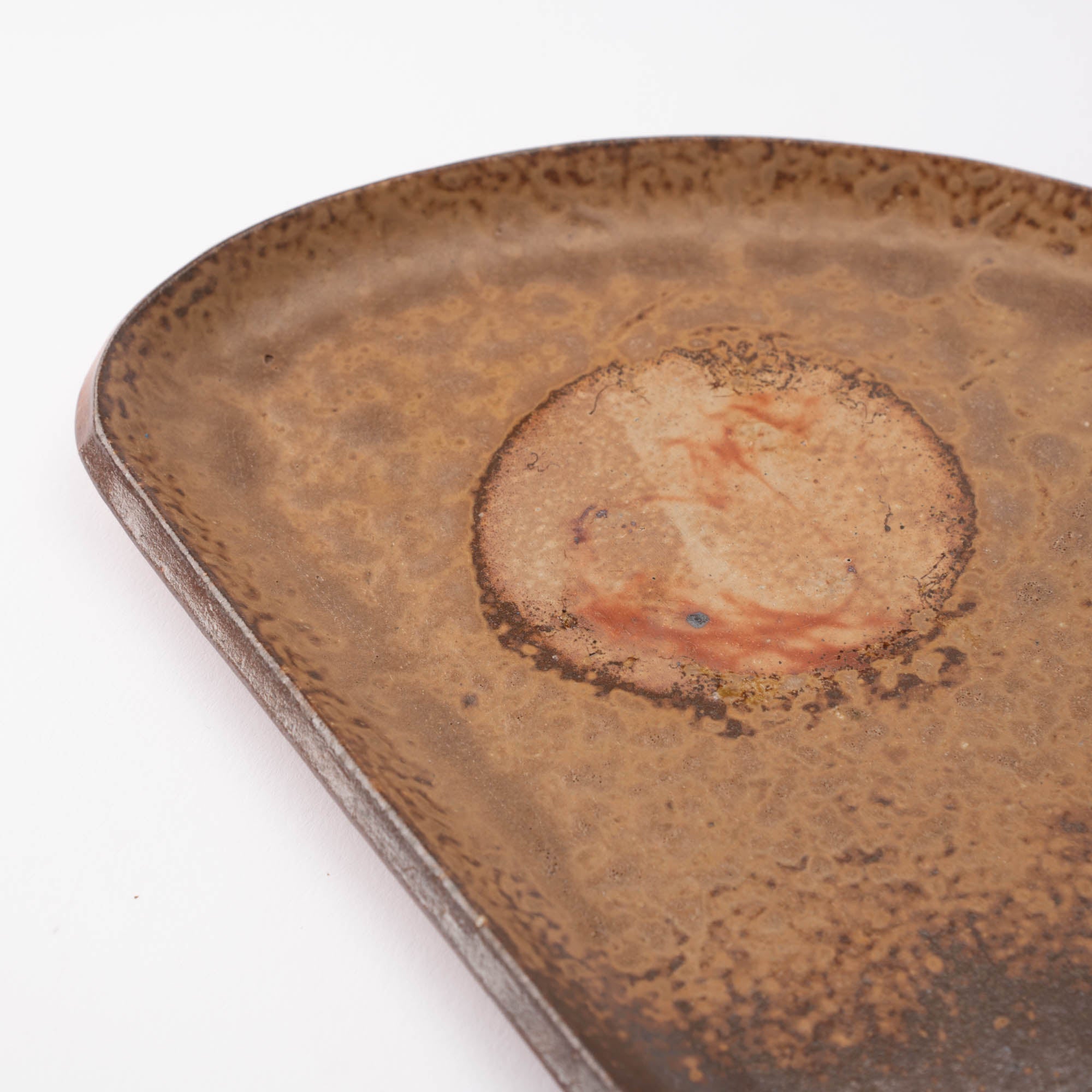 Hozan Kiln Botamochi Bizen Ware Half - Round Plate - MUSUBI KILN - Quality Japanese Tableware and Gift