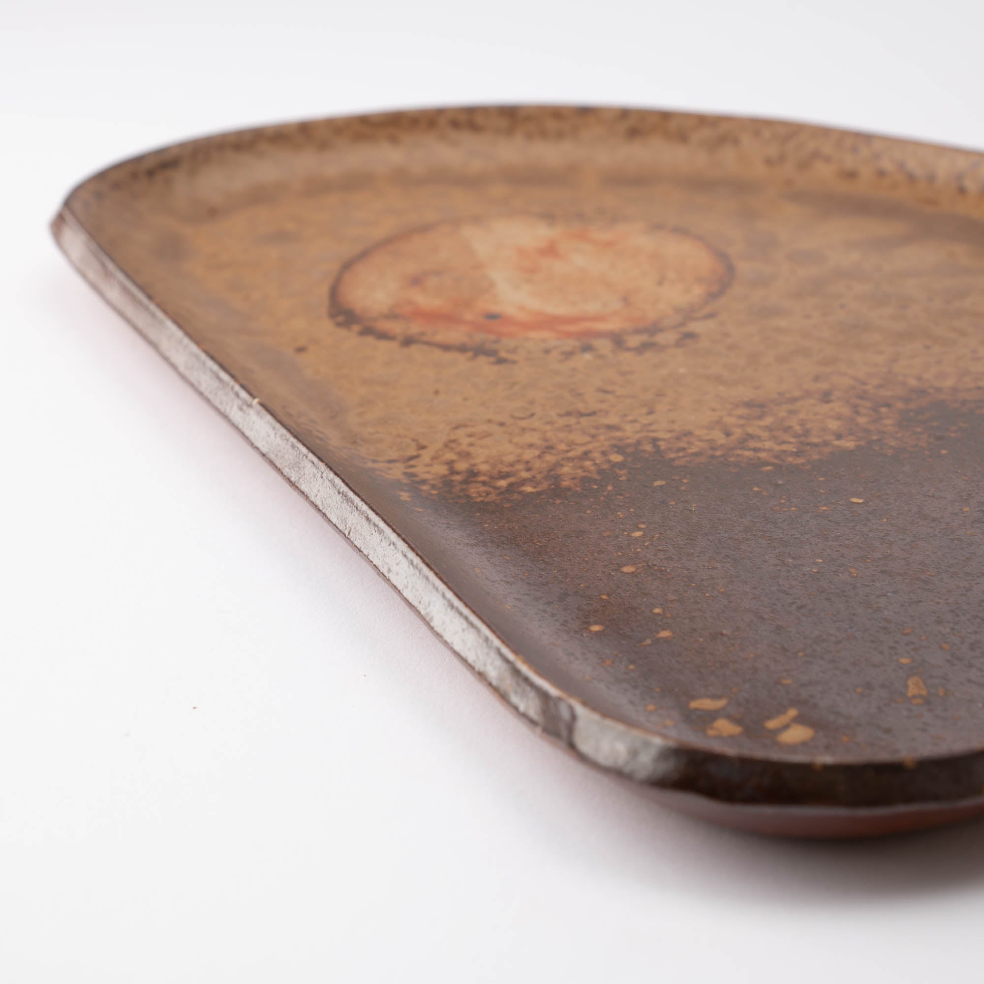 Hozan Kiln Botamochi Bizen Ware Half - Round Plate - MUSUBI KILN - Quality Japanese Tableware and Gift