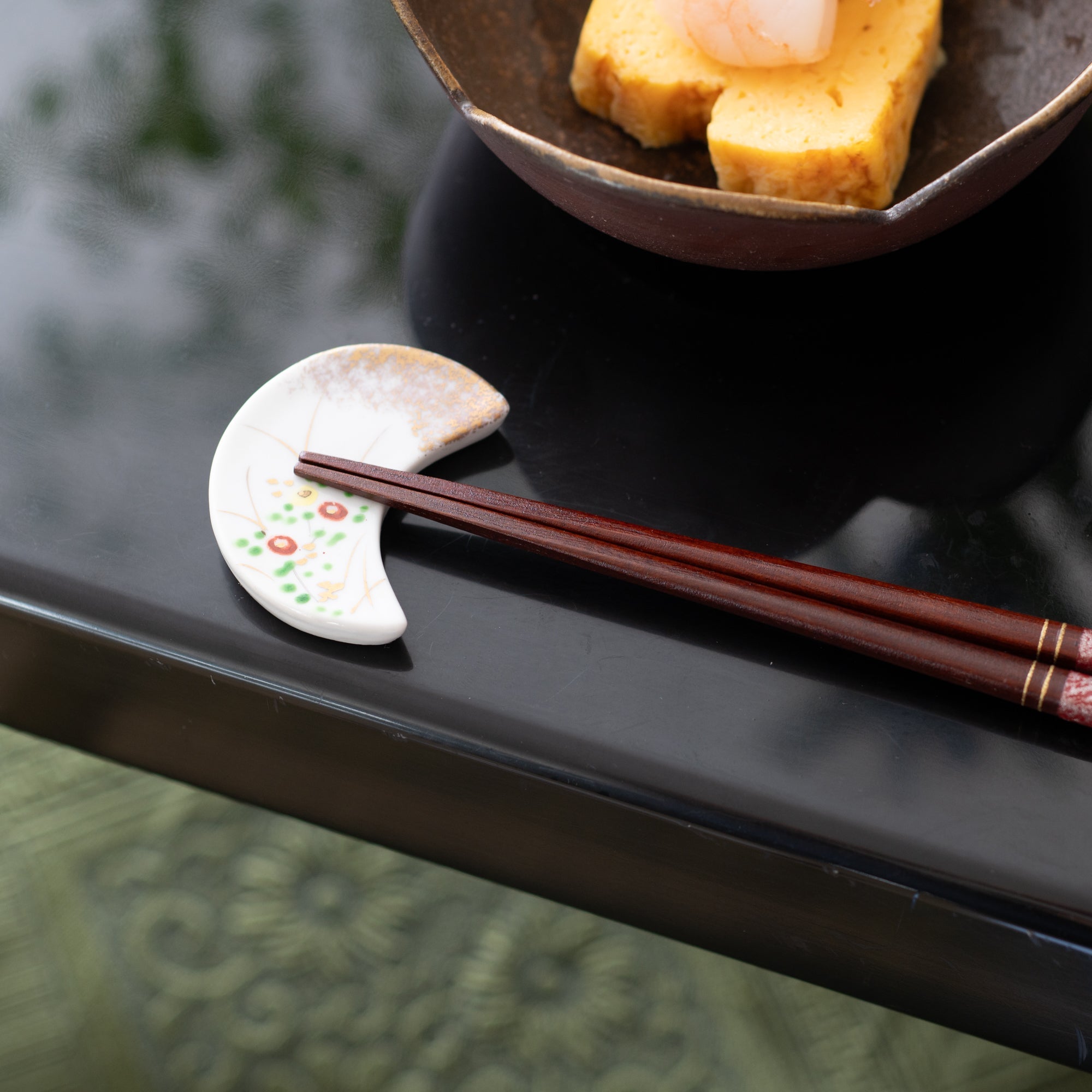 Hozan Kiln Crescent - Shaped Kyo Ware Chopstick Rest Set - MUSUBI KILN - Quality Japanese Tableware and Gift