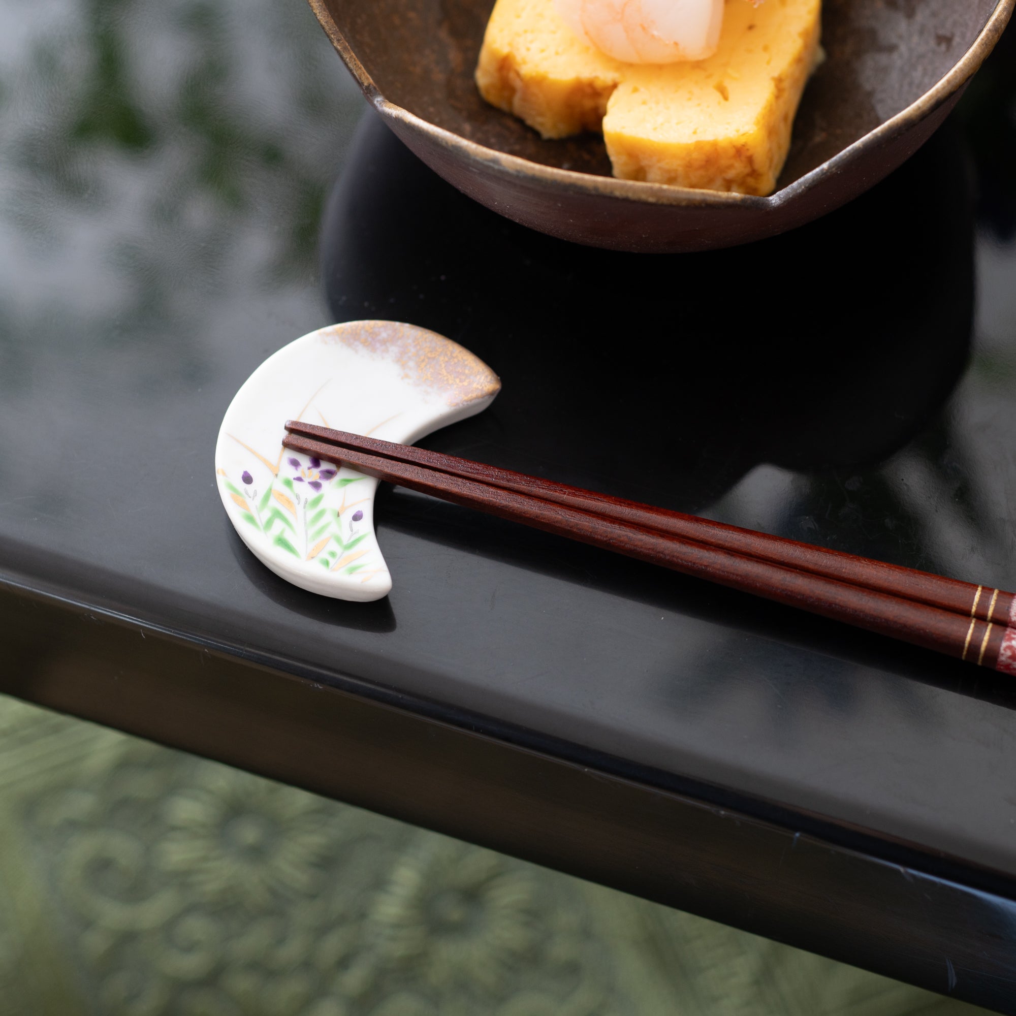 Hozan Kiln Crescent - Shaped Kyo Ware Chopstick Rest Set - MUSUBI KILN - Quality Japanese Tableware and Gift