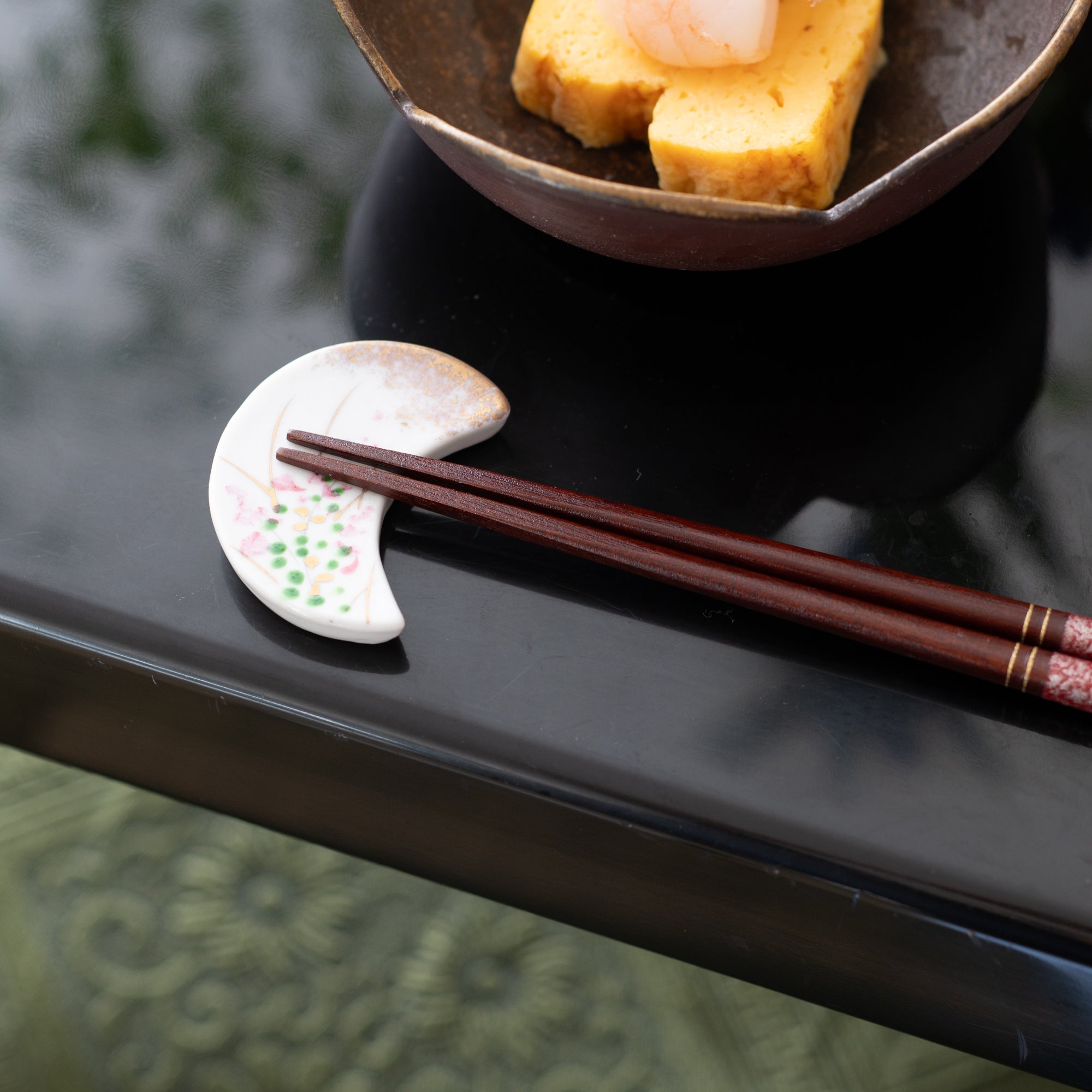 Hozan Kiln Crescent - Shaped Kyo Ware Chopstick Rest Set - MUSUBI KILN - Quality Japanese Tableware and Gift