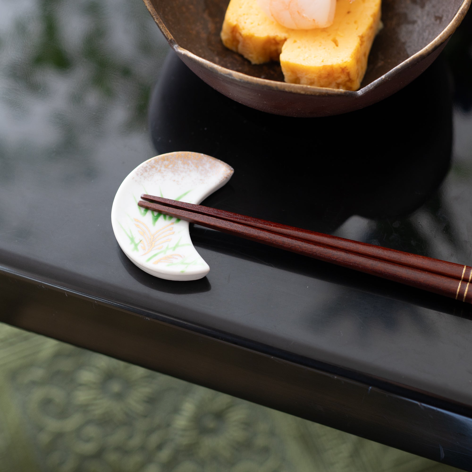 Hozan Kiln Crescent - Shaped Kyo Ware Chopstick Rest Set - MUSUBI KILN - Quality Japanese Tableware and Gift