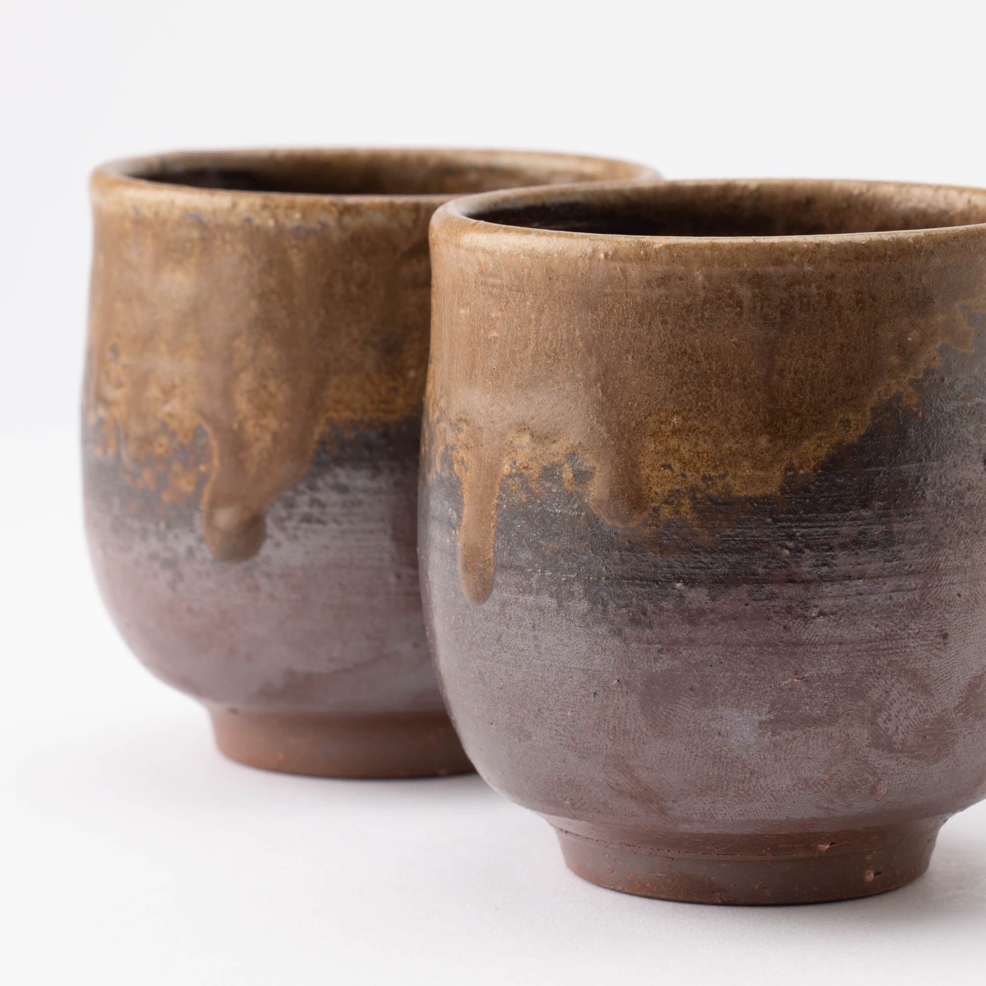 Hozan Kiln Goma Bizen Ware Japanese Teacup Pair - MUSUBI KILN - Quality Japanese Tableware and Gift