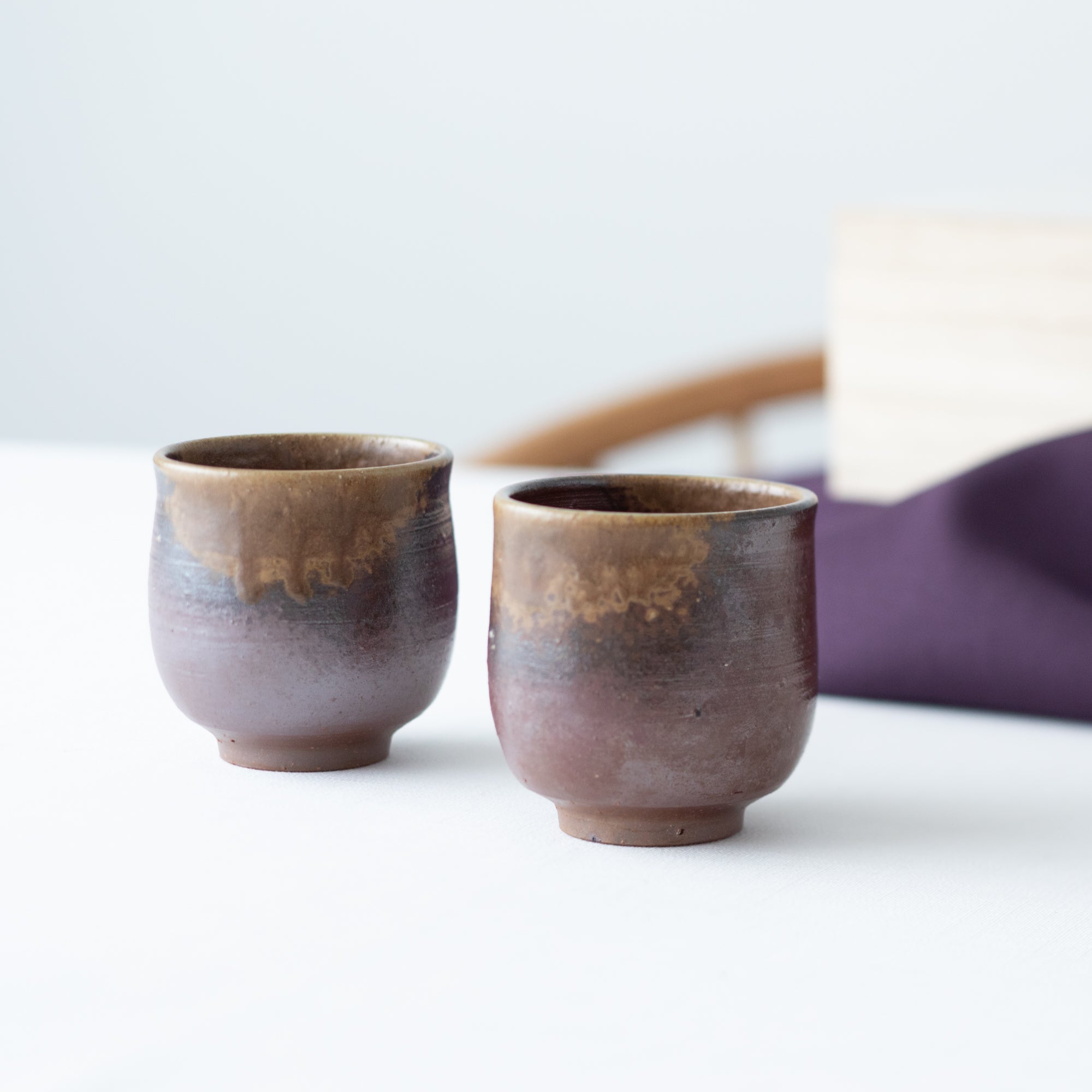 Hozan Kiln Goma Bizen Ware Japanese Teacup Pair - MUSUBI KILN - Quality Japanese Tableware and Gift