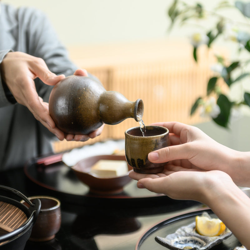 Hozan Kiln Goma Gourd‐shaped Bizen Ware Sake Set - MUSUBI KILN - Quality Japanese Tableware and Gift