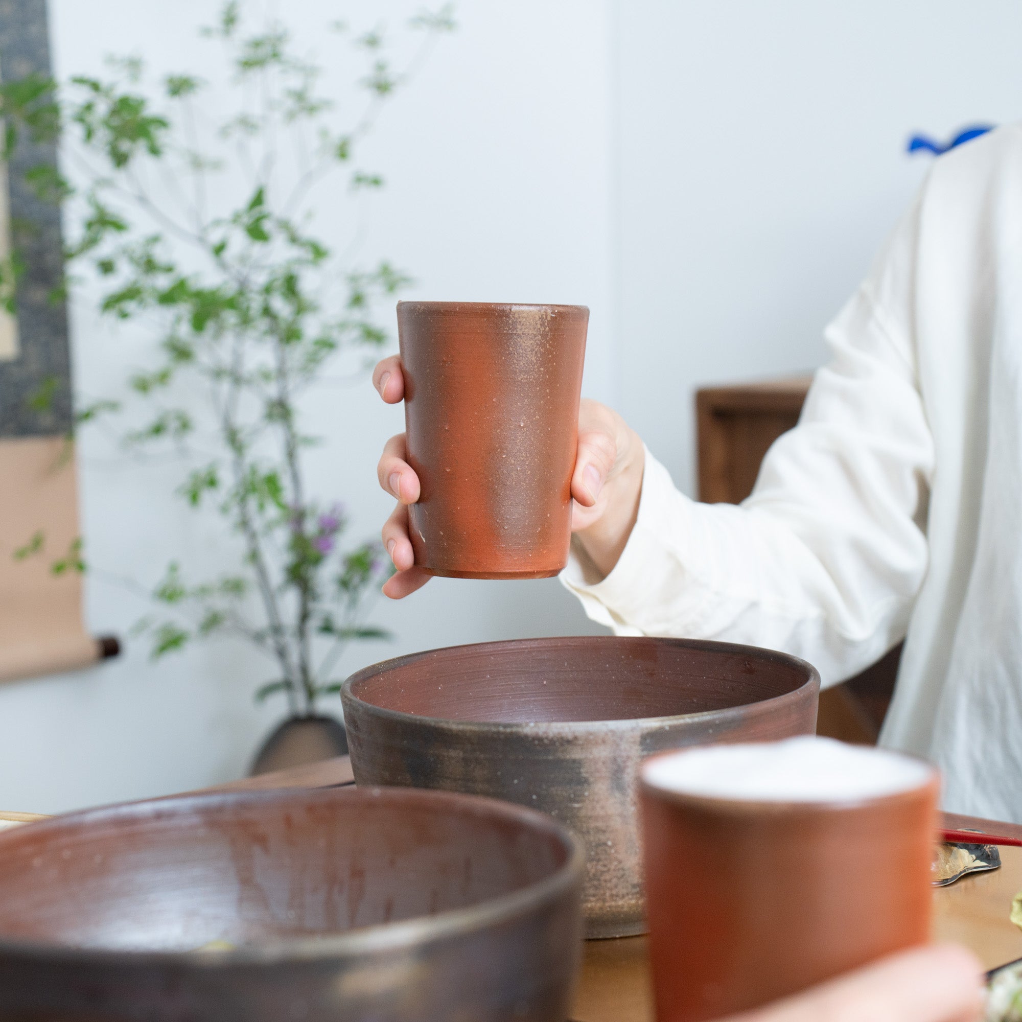 Hozan Kiln Hidasuki and Goma Bizen Ware Beer Tumbler Pair - MUSUBI KILN - Quality Japanese Tableware and Gift