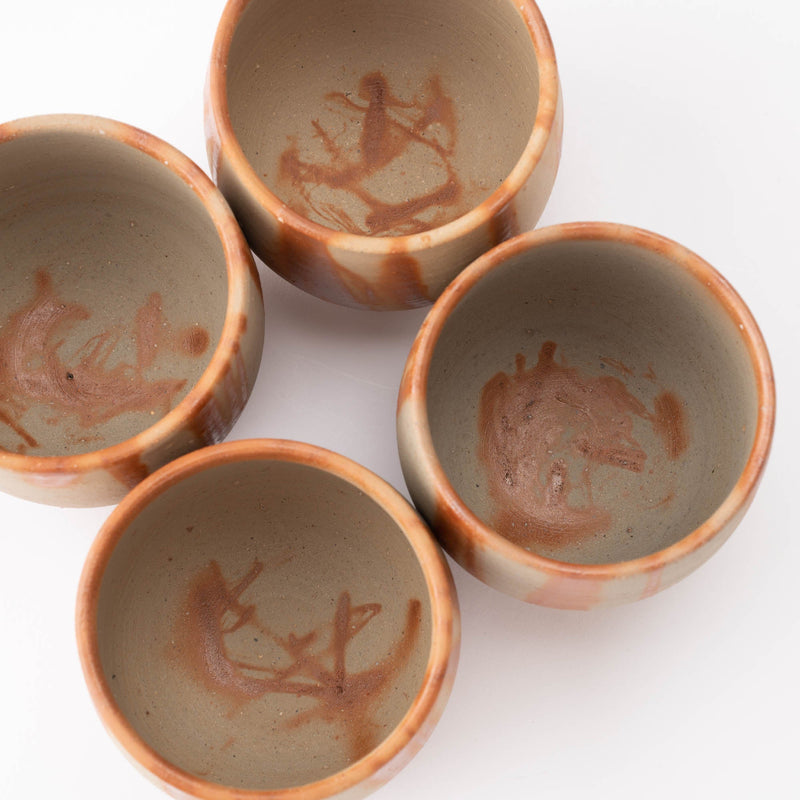 Hozan Kiln Hidasuki Bizen Ware Japanese Teacup Pair - MUSUBI KILN - Quality Japanese Tableware and Gift