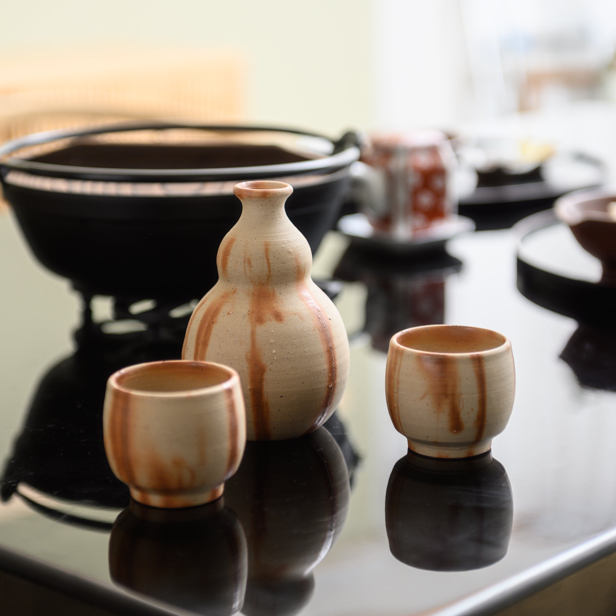 Hozan Kiln Hidasuki Gourd‐shaped Bizen Ware Sake Set - MUSUBI KILN - Quality Japanese Tableware and Gift