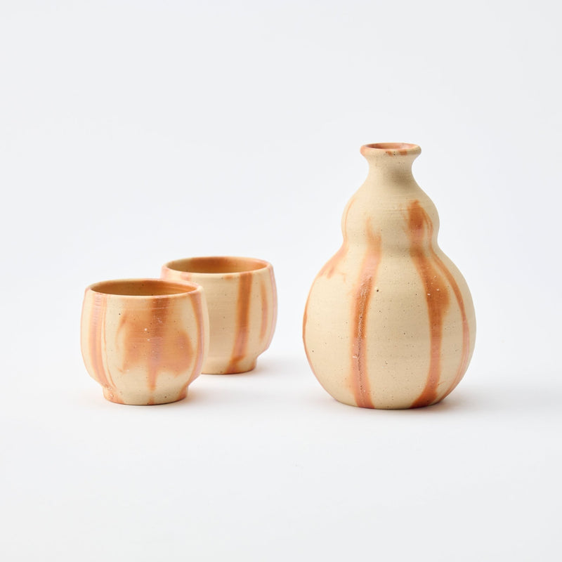 Hozan Kiln Hidasuki Gourd‐shaped Bizen Ware Sake Set - MUSUBI KILN - Quality Japanese Tableware and Gift