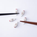 Hozan Kiln Sakura Rabbit Kyo Ware Chopstick Rest Set - MUSUBI KILN - Quality Japanese Tableware and Gift