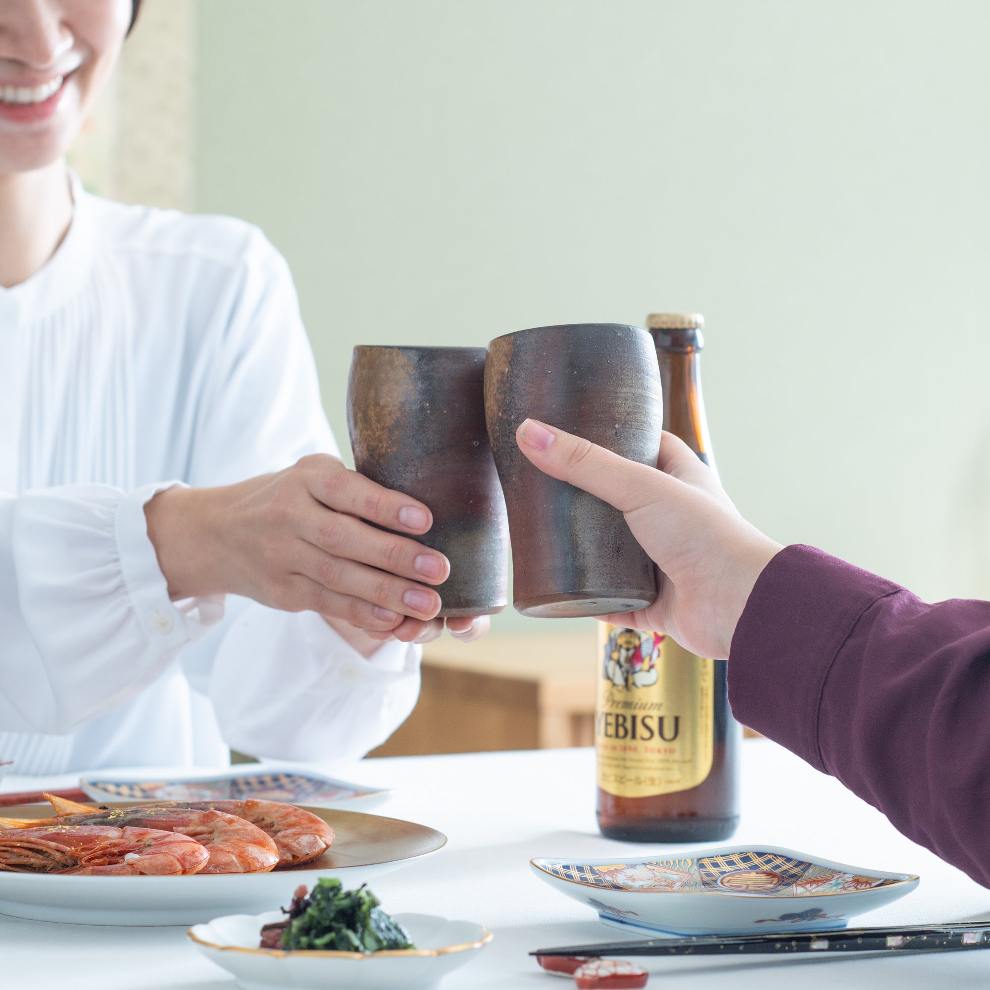 Hozan Kiln Sangiri and Goma Bizen Ware Beer Tumbler Pair - MUSUBI KILN - Quality Japanese Tableware and Gift