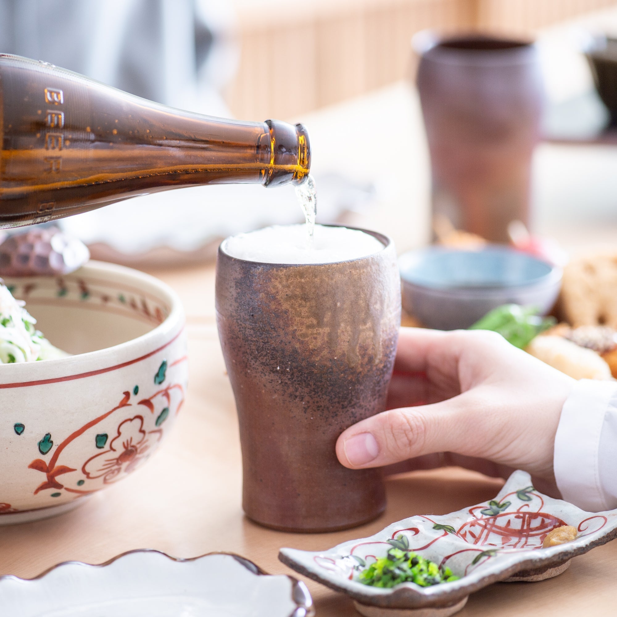 Hozan Kiln Sangiri and Goma Bizen Ware Beer Tumbler Pair - MUSUBI KILN - Quality Japanese Tableware and Gift