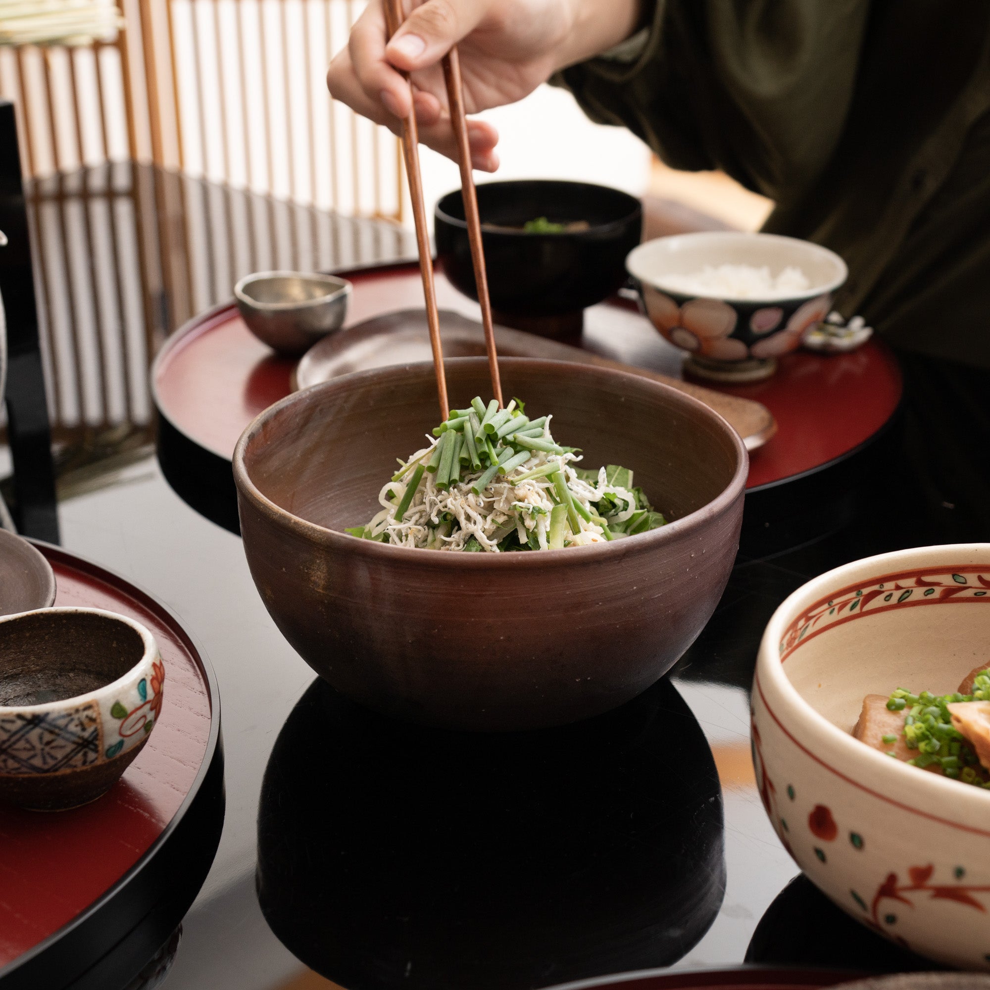 Hozan Kiln Sangiri Bizen Ware Donburi Bowl L - MUSUBI KILN - Quality Japanese Tableware and Gift