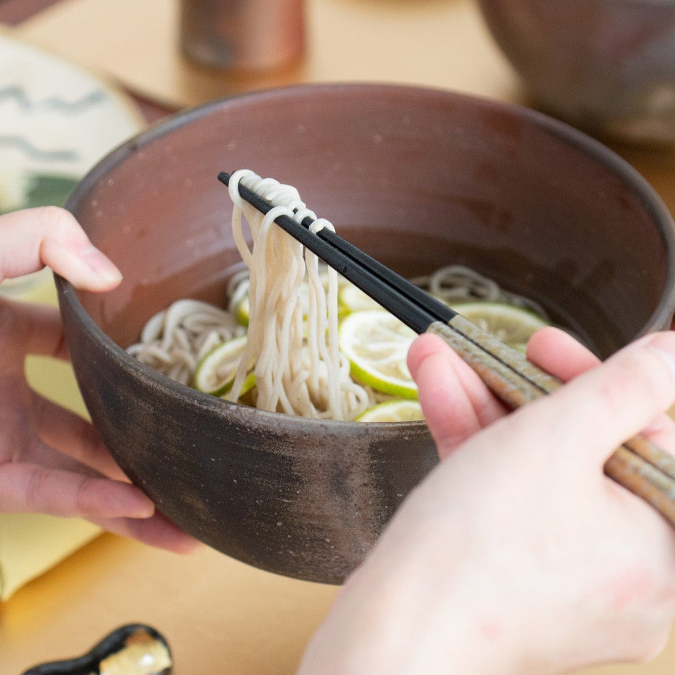 Hozan Kiln Sangiri Bizen Ware Donburi Bowl L - MUSUBI KILN - Quality Japanese Tableware and Gift