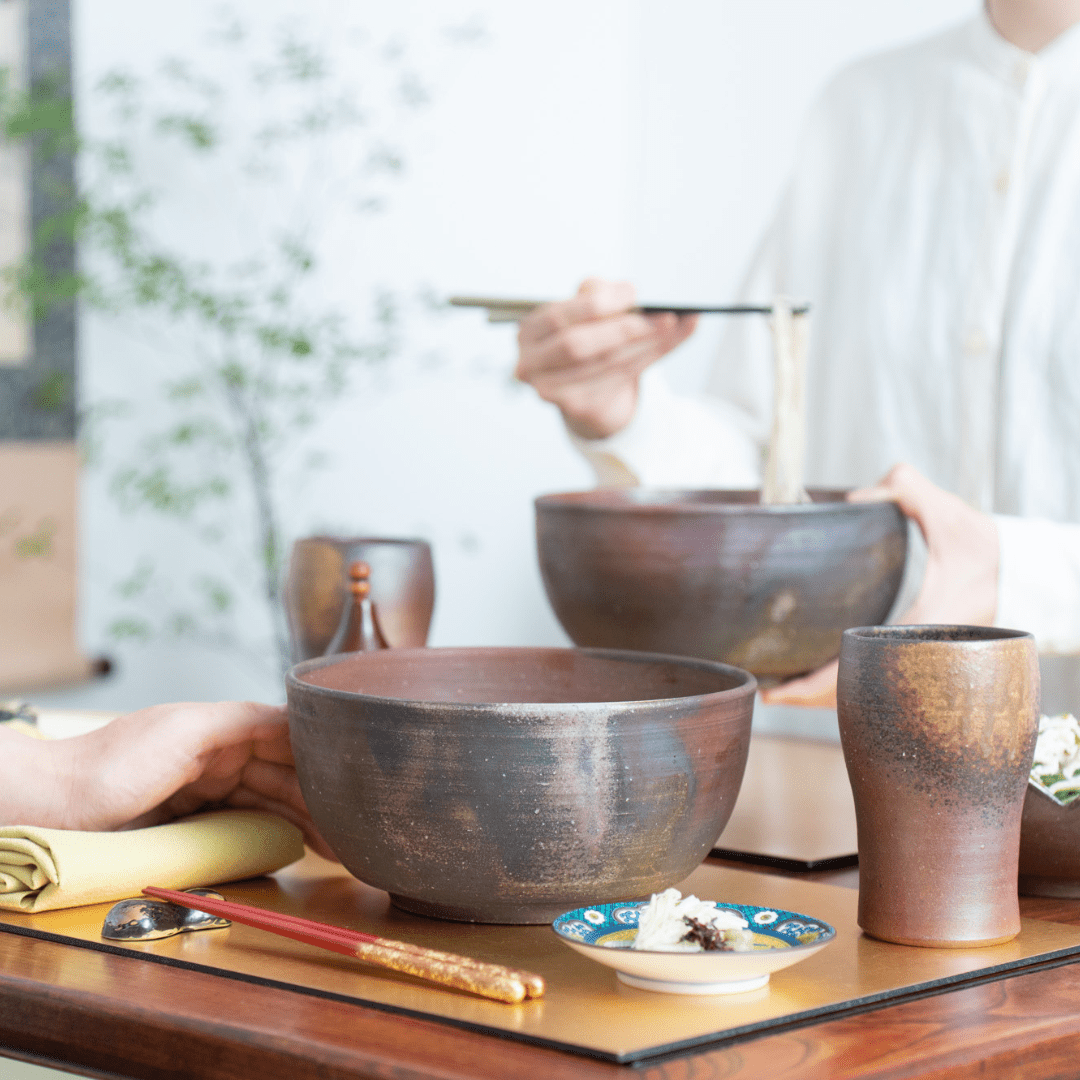 Hozan Kiln Sangiri Bizen Ware Donburi Bowl L - MUSUBI KILN - Quality Japanese Tableware and Gift