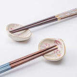 Hozan Kiln Shell - Shaped Weeping Cherry Kyo Ware Chopstick Rest Set - MUSUBI KILN - Quality Japanese Tableware and Gift