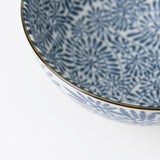 Indigo Arabesque Mino Ware Donburi Bowl L - MUSUBI KILN - Quality Japanese Tableware and Gift