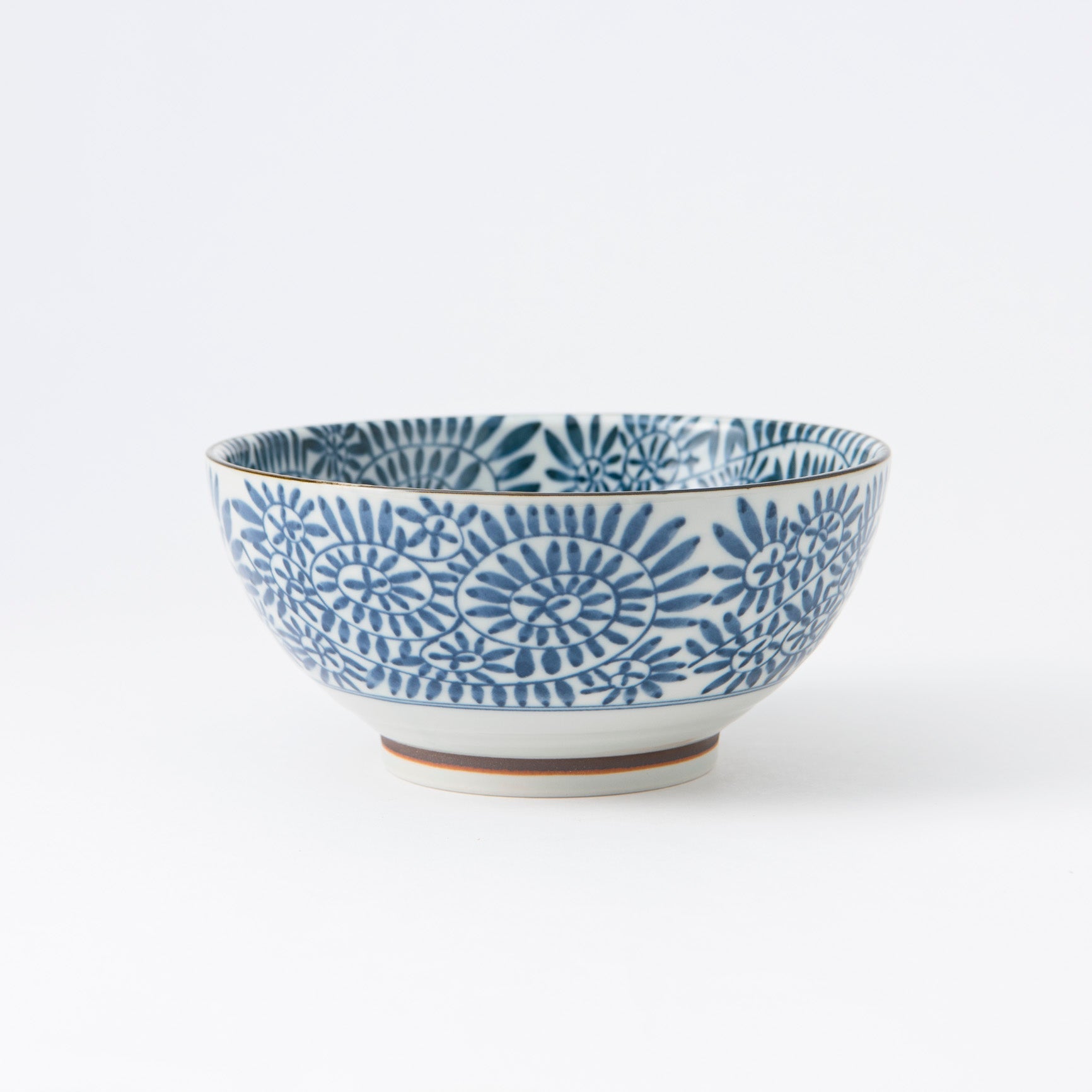 Indigo Arabesque Mino Ware Donburi Bowl L - MUSUBI KILN - Quality Japanese Tableware and Gift