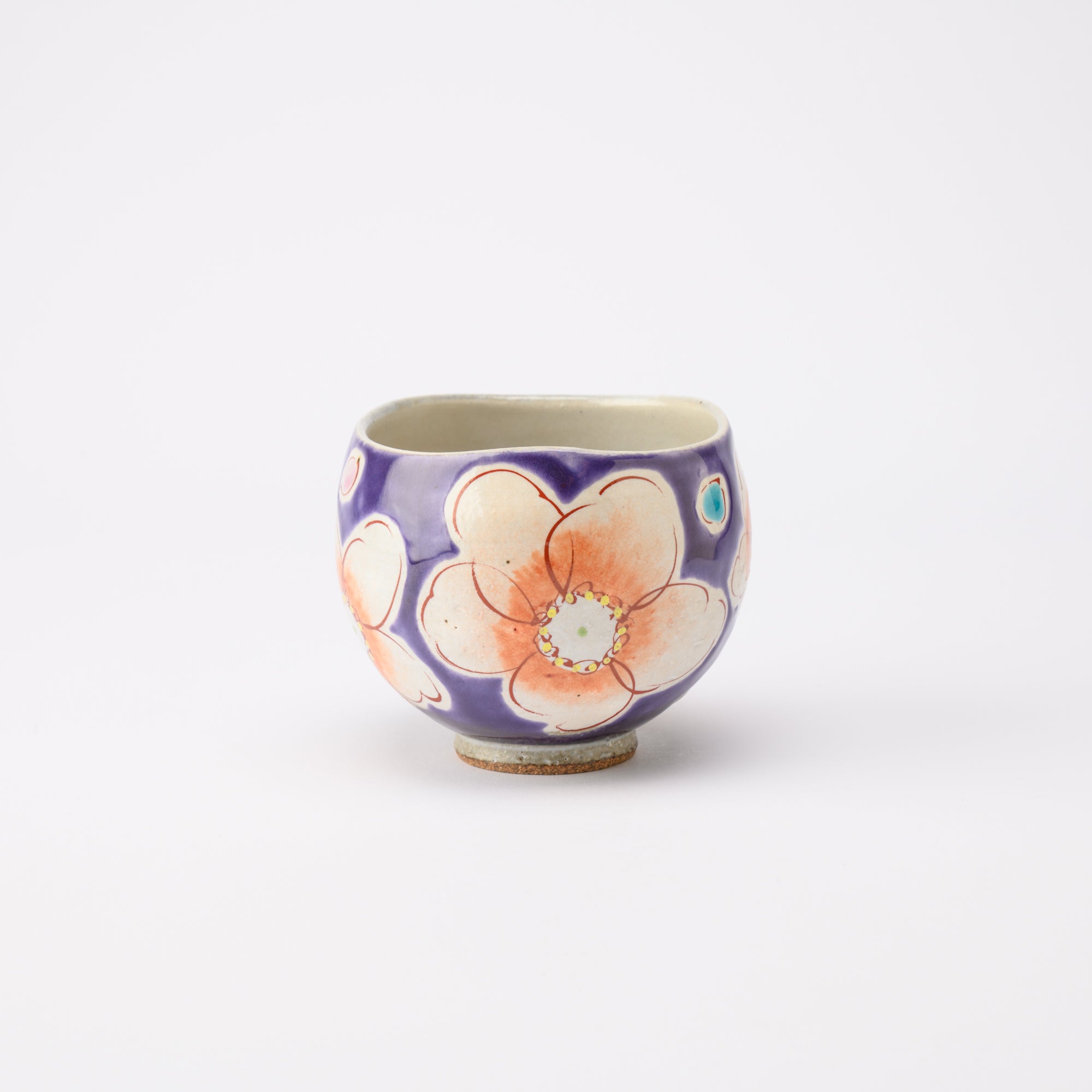 Kokuzou Kiln Sakura Floral Prints Kutani Yunomi Japanese Teacup - MUSUBI KILN - Quality Japanese Tableware and Gift