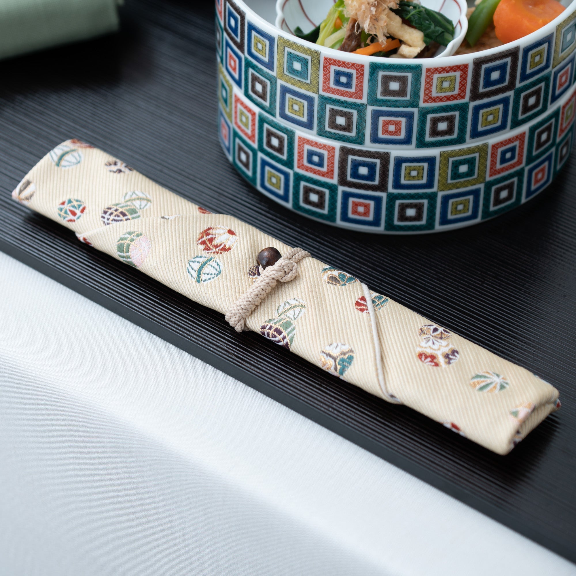 Issou Autumn Temari Ball Nishijin Ori Brocade Chopsticks Case - MUSUBI KILN - Quality Japanese Tableware and Gift