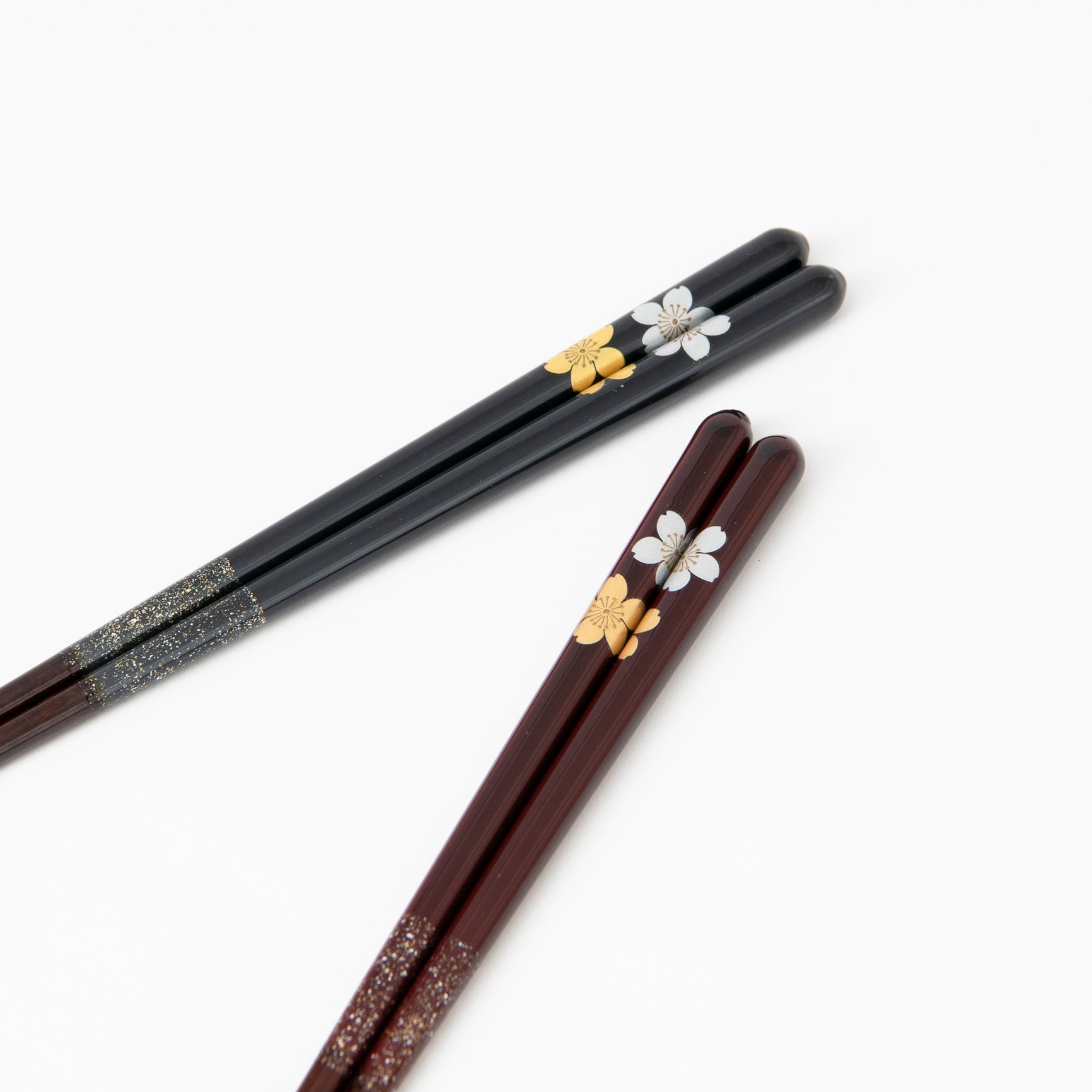 Issou Gold and Silver Sakura Wakasa Lacquer Chopsticks 21 cm/8.3 in or 23 cm/9 in - MUSUBI KILN - Quality Japanese Tableware and Gift