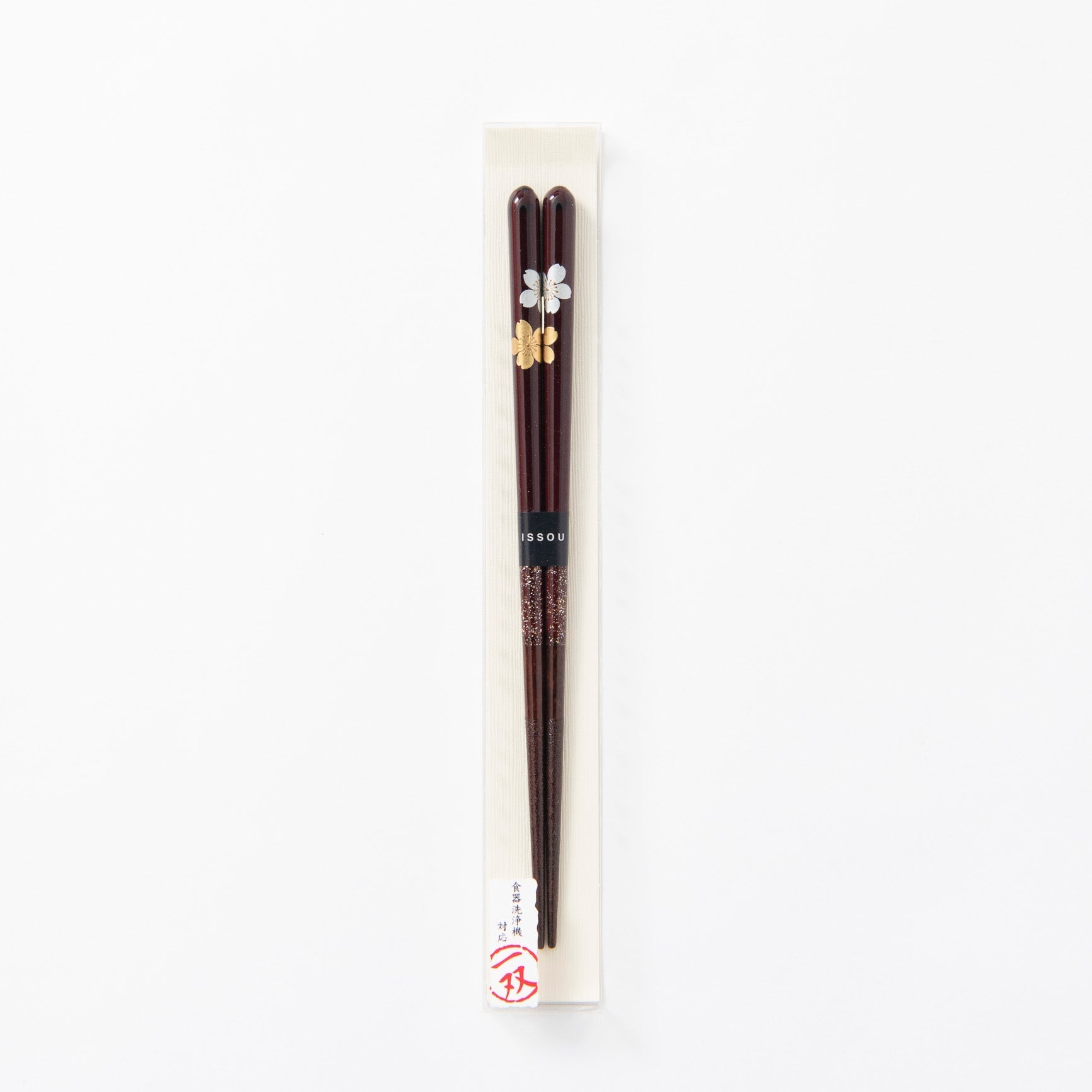 Issou Gold and Silver Sakura Wakasa Lacquer Chopsticks 21 cm/8.3 in or 23 cm/9 in - MUSUBI KILN - Quality Japanese Tableware and Gift