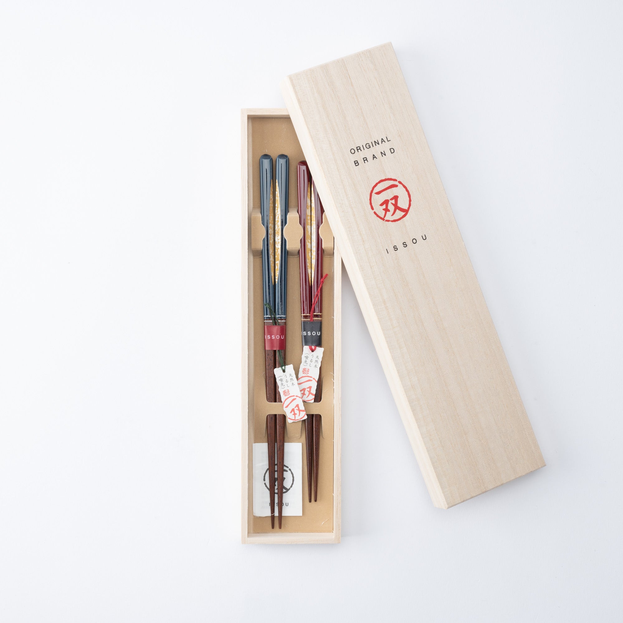 Issou Gold Droplets Wakasa Lacquerware Set of Two Pairs of Chopsticks 23 cm (9 in) and 21 cm (8.3 in) - MUSUBI KILN - Quality Japanese Tableware and Gift