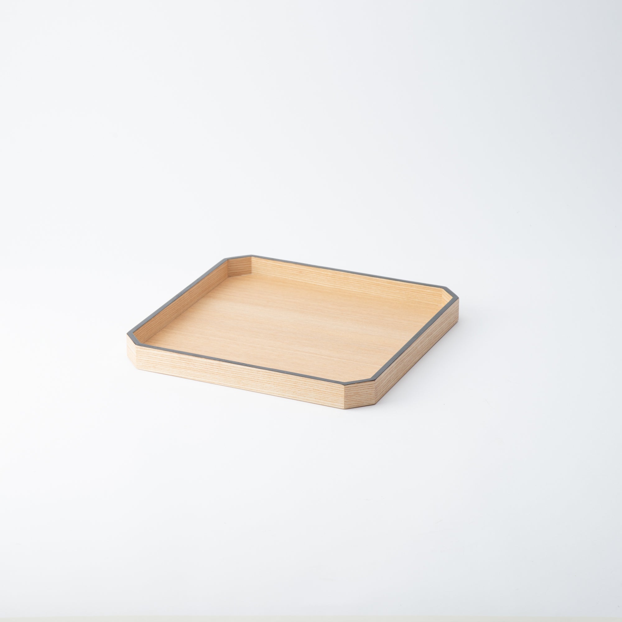 Japanese Ash Black Echizen Lacquerware Corner - Cut Tray - MUSUBI KILN - Quality Japanese Tableware and Gift