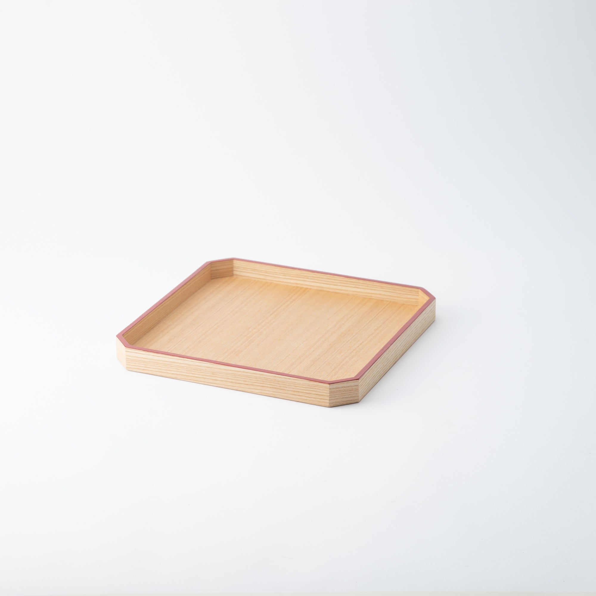 Japanese Ash Red Echizen Lacquerware Corner - Cut Tray - MUSUBI KILN - Quality Japanese Tableware and Gift