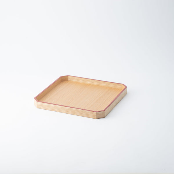 Japanese Ash Red Echizen Lacquerware Corner - Cut Tray - MUSUBI KILN - Quality Japanese Tableware and Gift