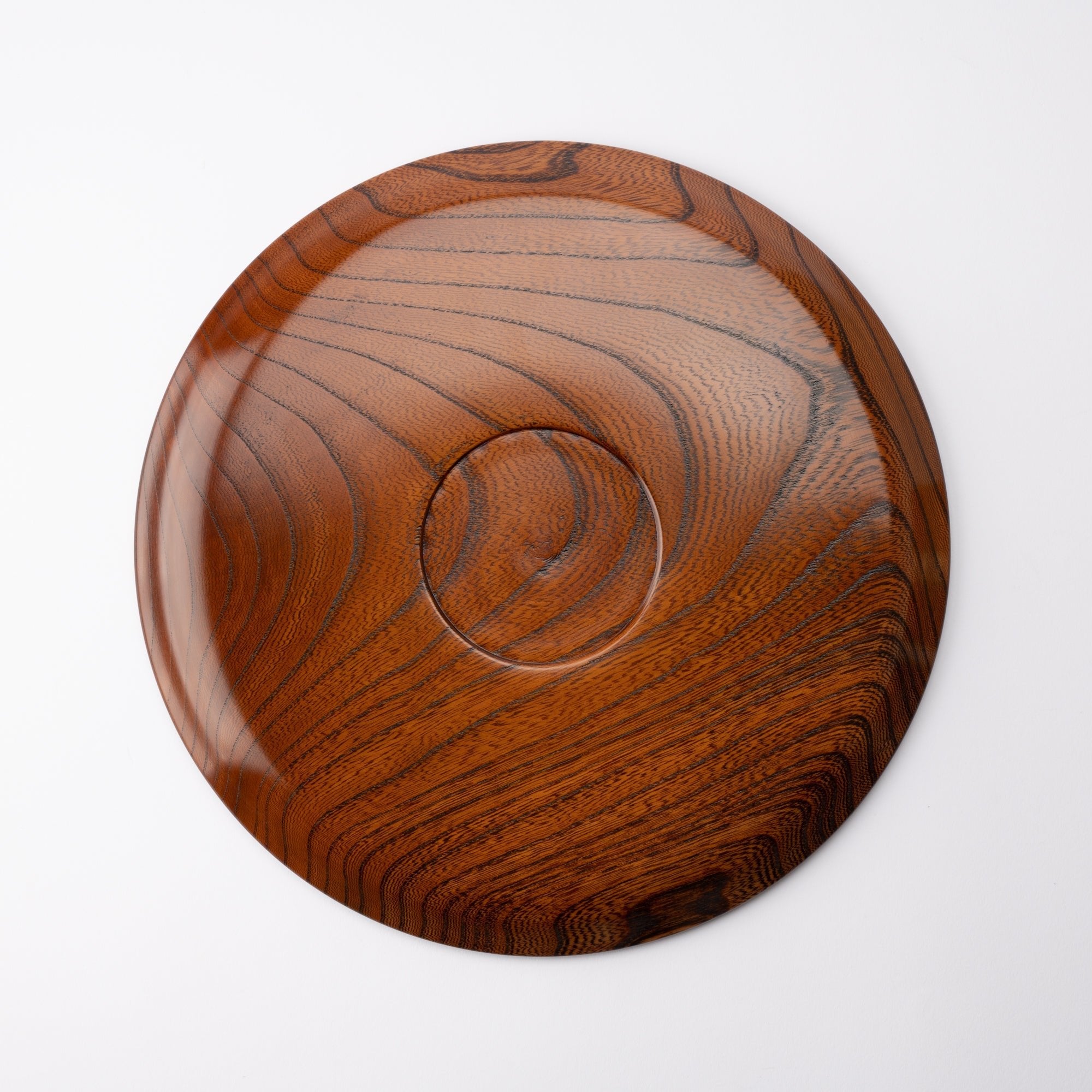 Japanese Zelkova Round Shaped Yamanaka Lacquerware Tray 11.9in - MUSUBI KILN - Quality Japanese Tableware and Gift