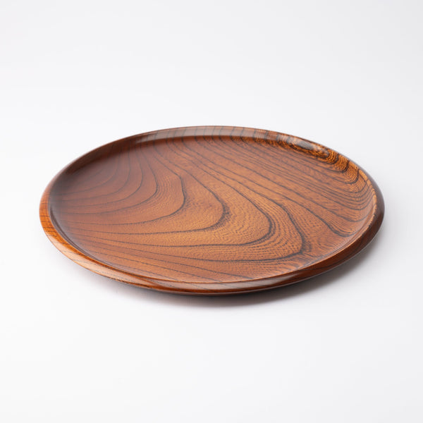 Japanese Zelkova Round Shaped Yamanaka Lacquerware Tray 11.9in - MUSUBI KILN - Quality Japanese Tableware and Gift