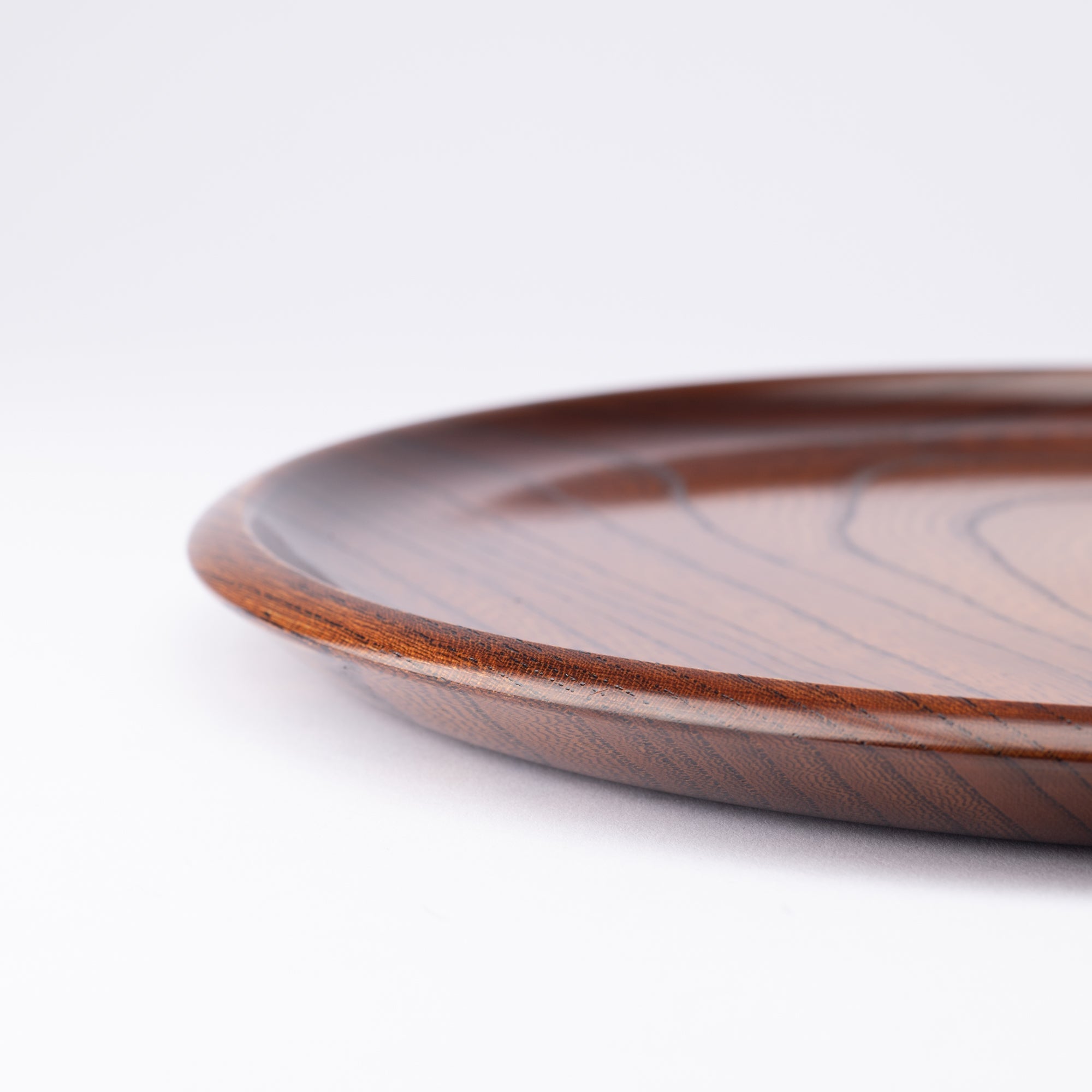 Japanese Zelkova Round Shaped Yamanaka Lacquerware Tray 11.9in - MUSUBI KILN - Quality Japanese Tableware and Gift