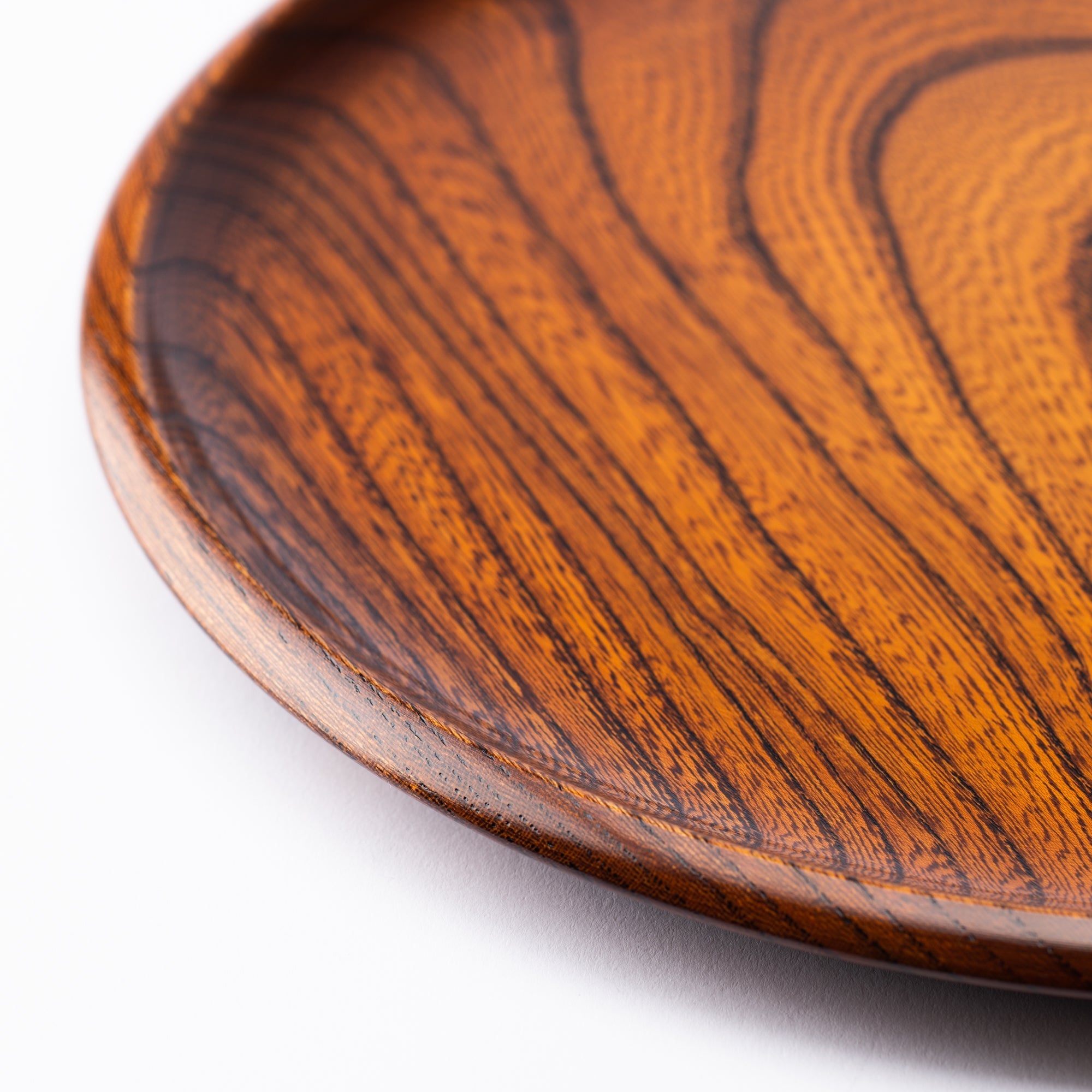 Japanese Zelkova Round Shaped Yamanaka Lacquerware Tray 11.9in - MUSUBI KILN - Quality Japanese Tableware and Gift