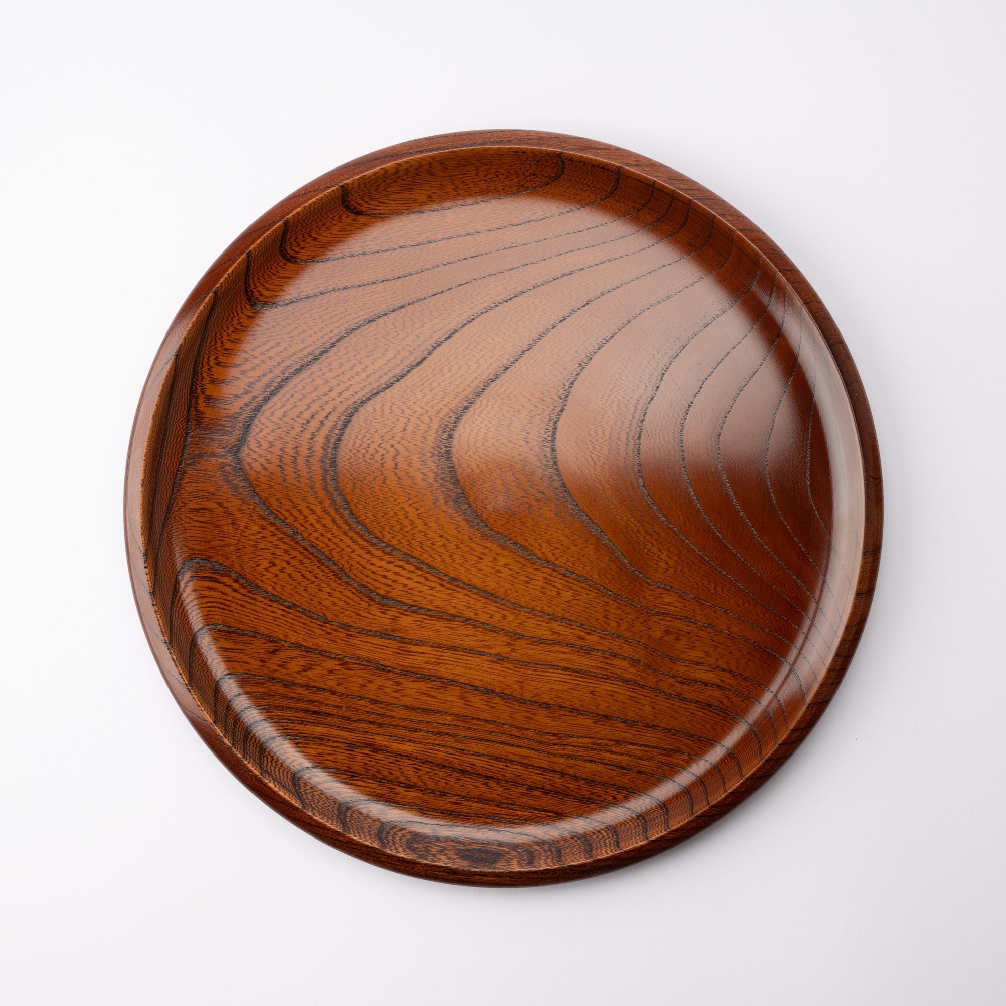 Japanese Zelkova Round Shaped Yamanaka Lacquerware Tray 11.9in - MUSUBI KILN - Quality Japanese Tableware and Gift