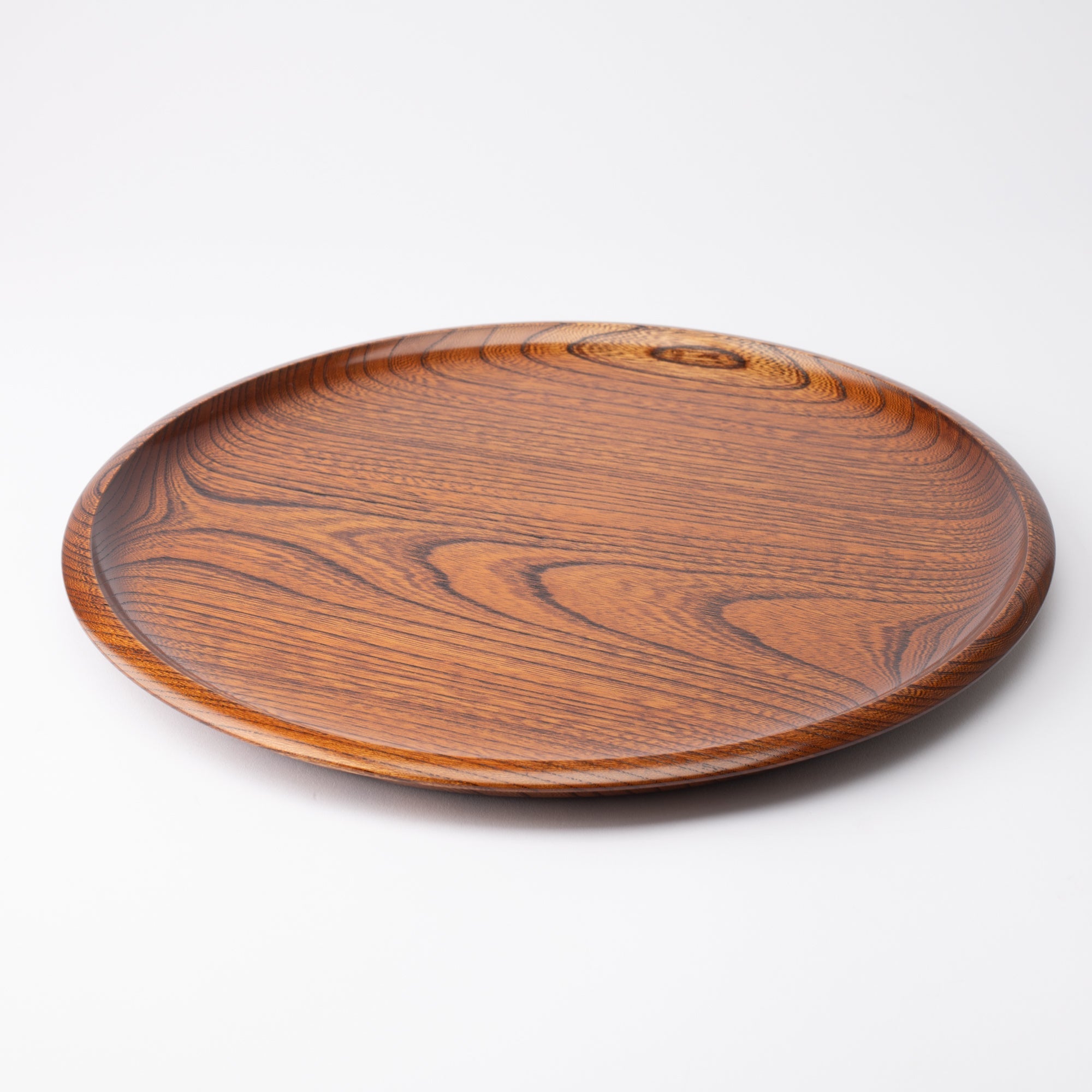 Japanese Zelkova Round Shaped Yamanaka Lacquerware Tray 14.3in - MUSUBI KILN - Quality Japanese Tableware and Gift