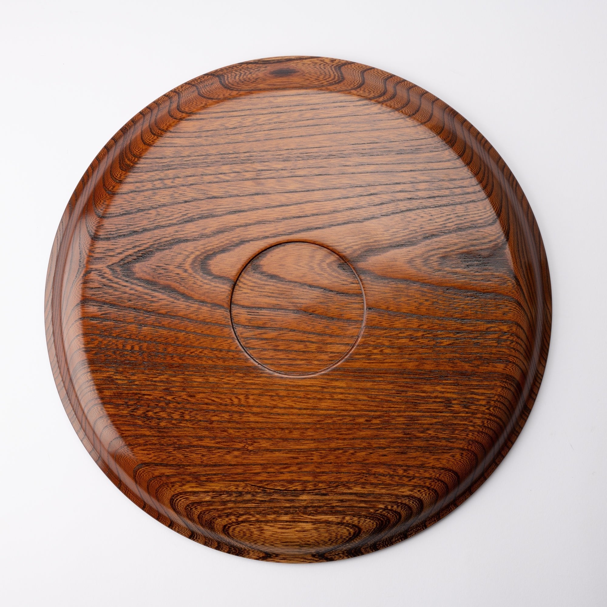 Japanese Zelkova Round Shaped Yamanaka Lacquerware Tray 14.3in - MUSUBI KILN - Quality Japanese Tableware and Gift