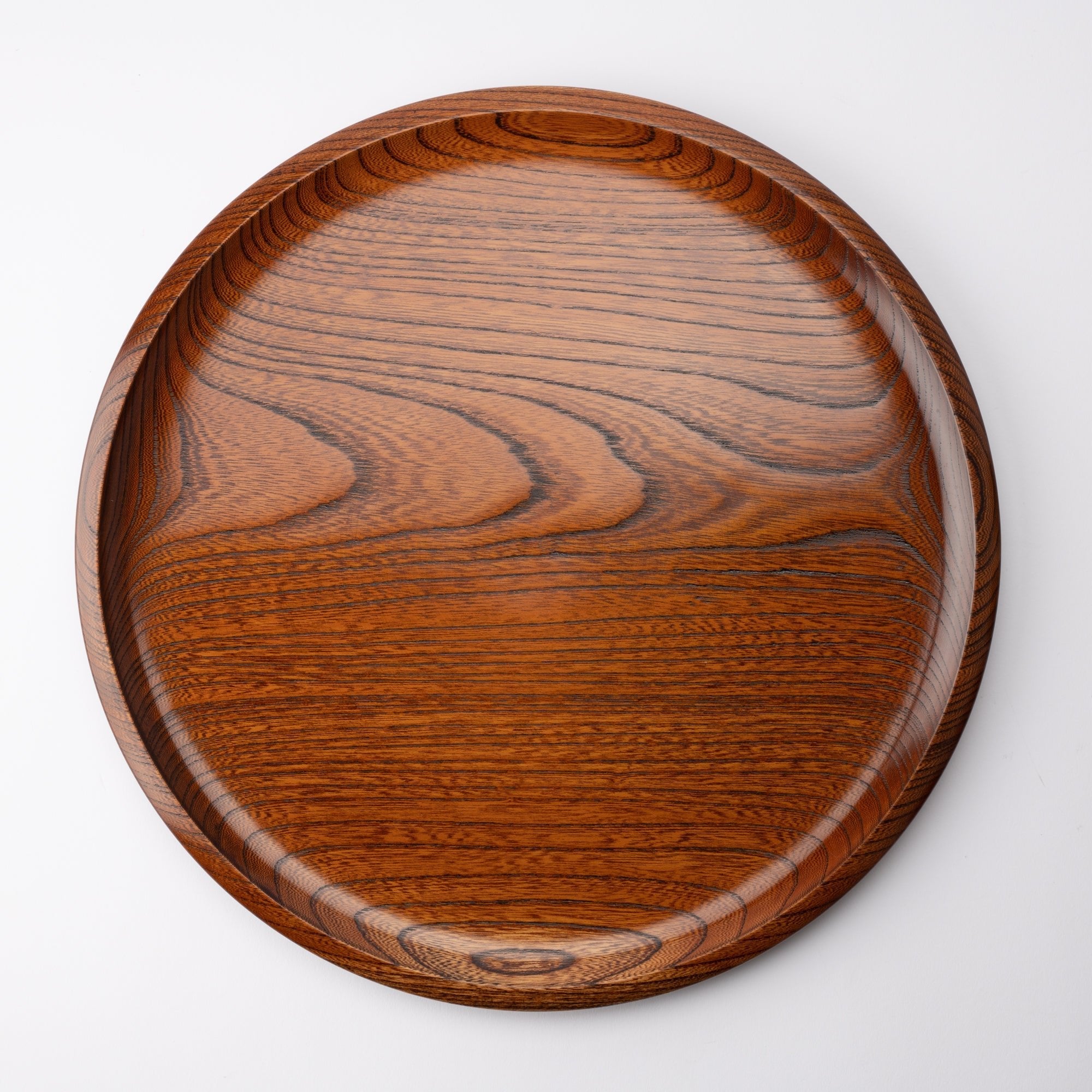 Japanese Zelkova Round Shaped Yamanaka Lacquerware Tray 14.3in - MUSUBI KILN - Quality Japanese Tableware and Gift