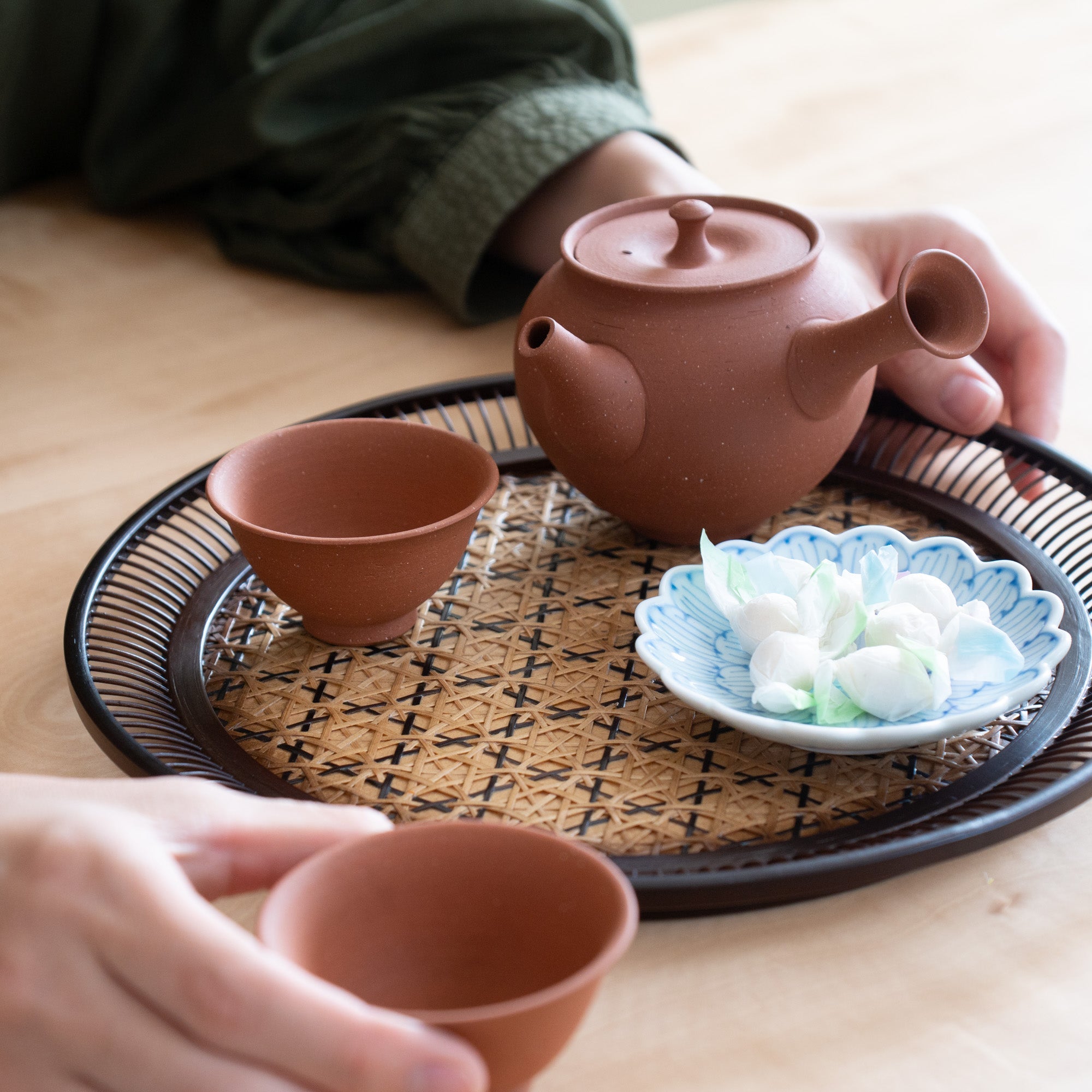 Junzo Red Clay Tokoname Japanese Teapot Set 8.8oz(260ml) - Sasame and Ceramesh - MUSUBI KILN - Quality Japanese Tableware and Gift