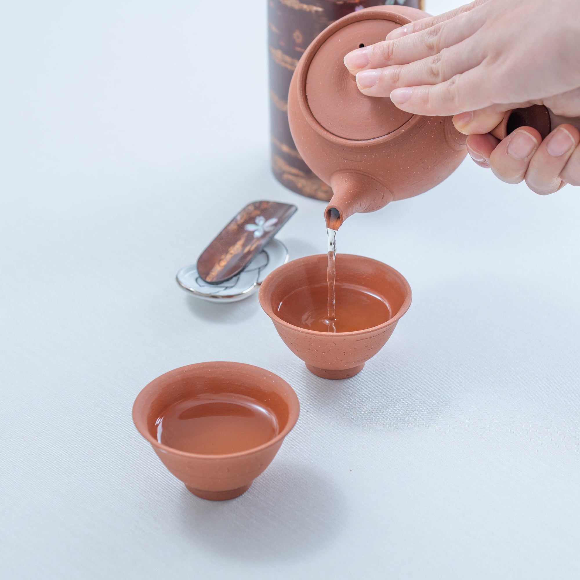 Junzo Red Clay Tokoname Japanese Teapot Set 8.8oz(260ml) - Sasame and Ceramesh - MUSUBI KILN - Quality Japanese Tableware and Gift