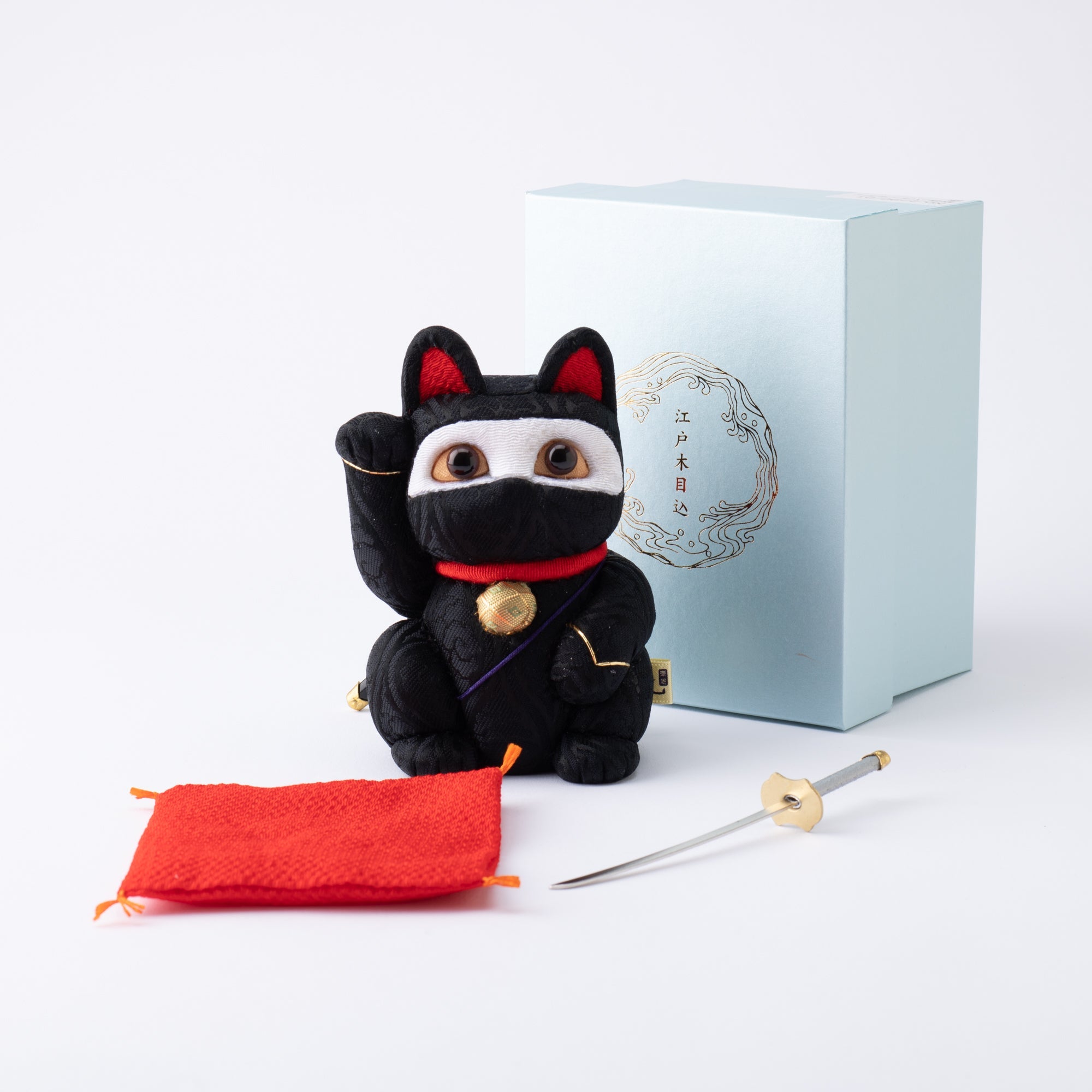 Kakinuma Ningyo Black Ninjya Edo Kimekomi Doll Lucky Cat - MUSUBI KILN - Quality Japanese Tableware and Gift